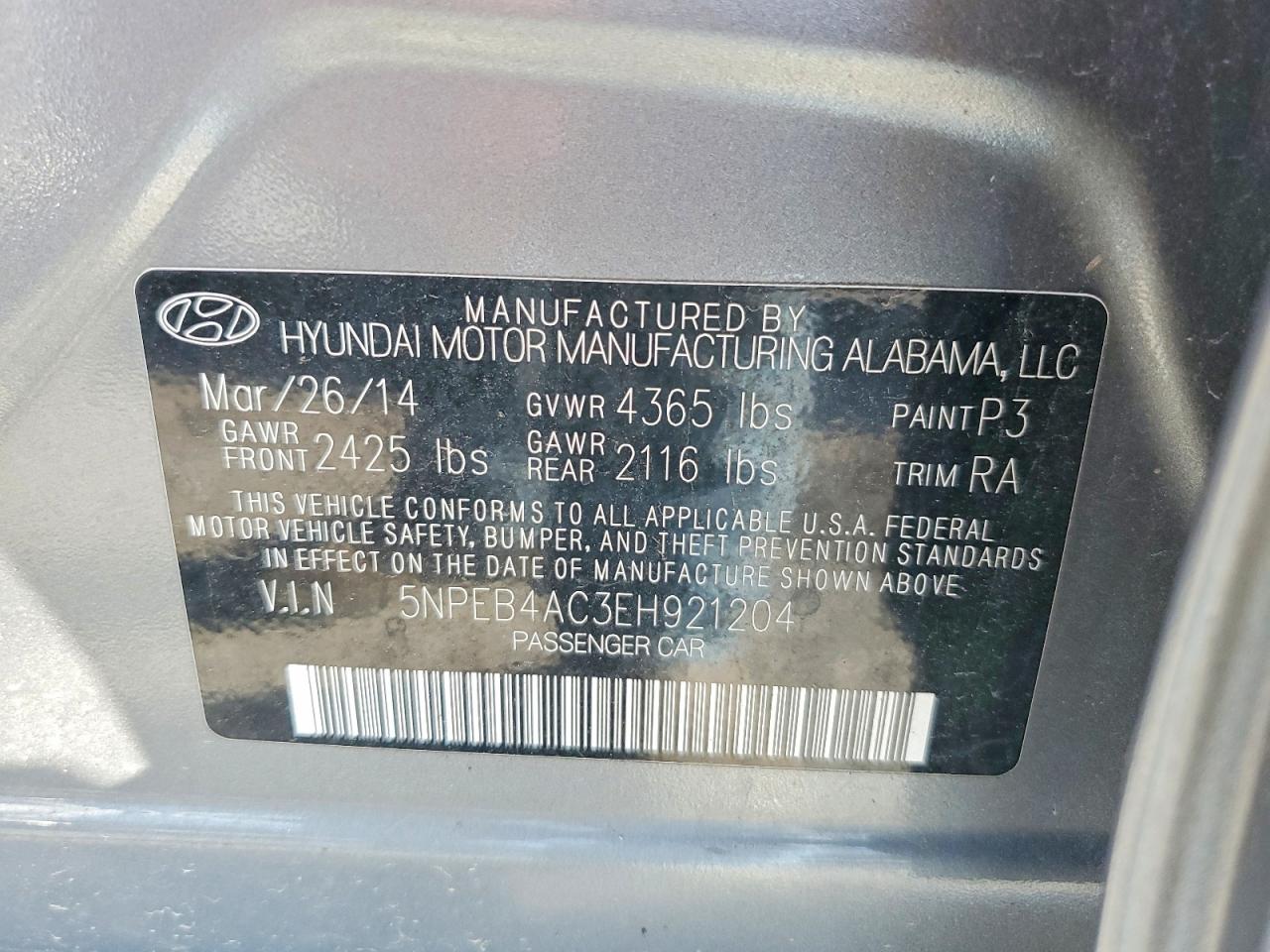 2014 Hyundai Sonata Gls Gray vin: 5NPEB4AC3EH921204