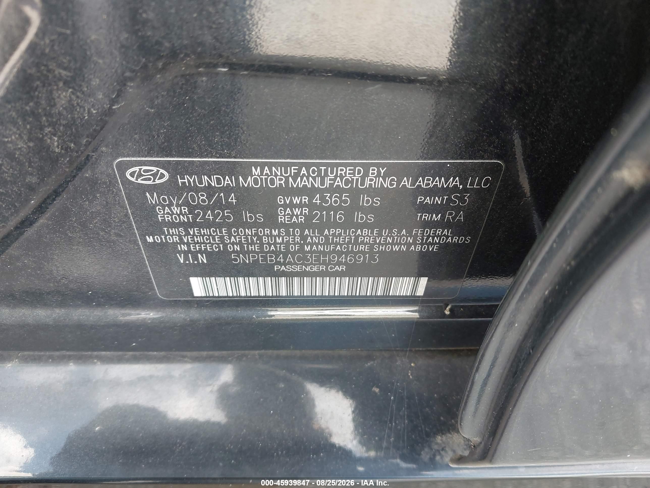2014 Hyundai Sonata Gls Black vin: 5NPEB4AC3EH946913