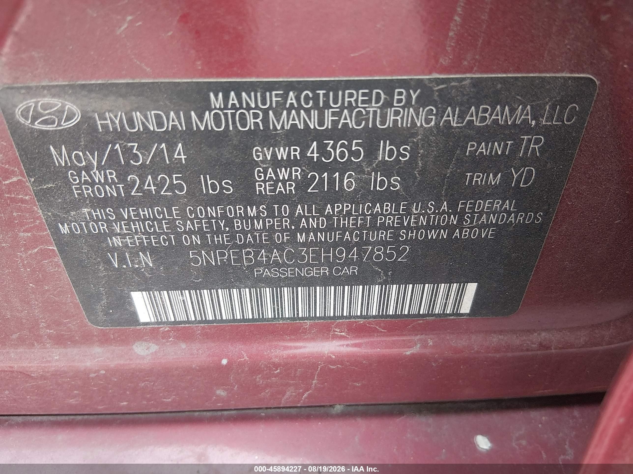 2014 Hyundai Sonata Gls Red vin: 5NPEB4AC3EH947852