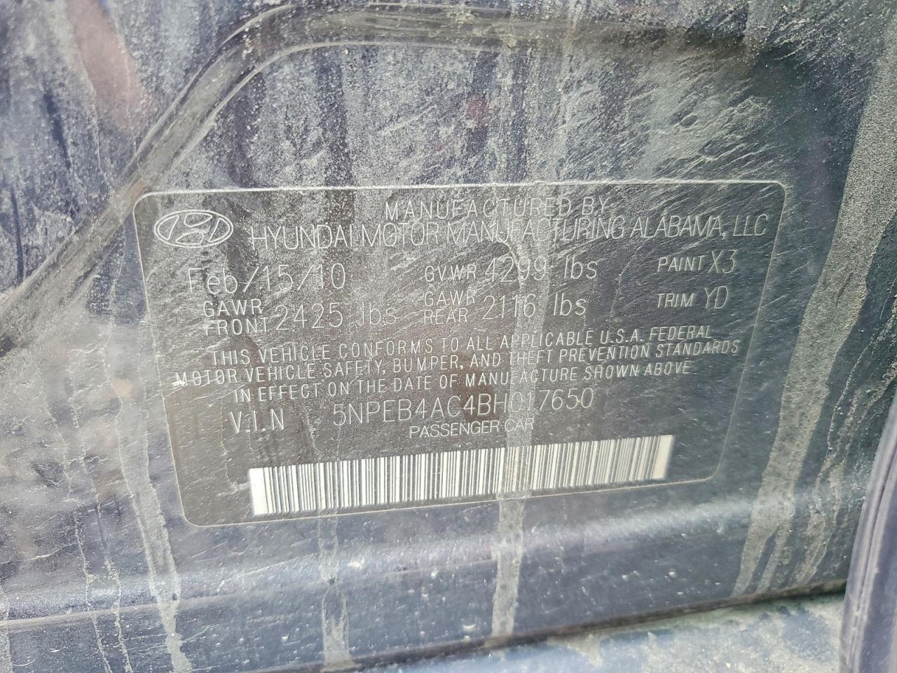 2011 Hyundai Sonata Gls Blue vin: 5NPEB4AC4BH017650