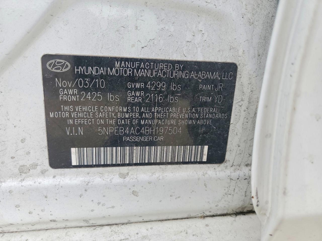 2011 Hyundai Sonata Gls Белый vin: 5NPEB4AC4BH197504