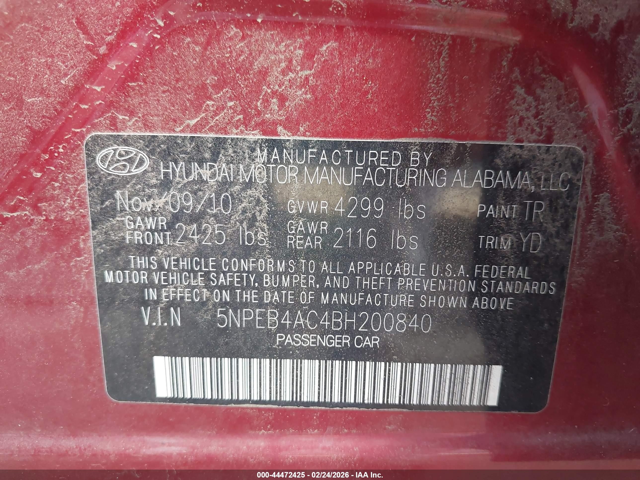 2011 Hyundai Sonata Gls Red vin: 5NPEB4AC4BH200840
