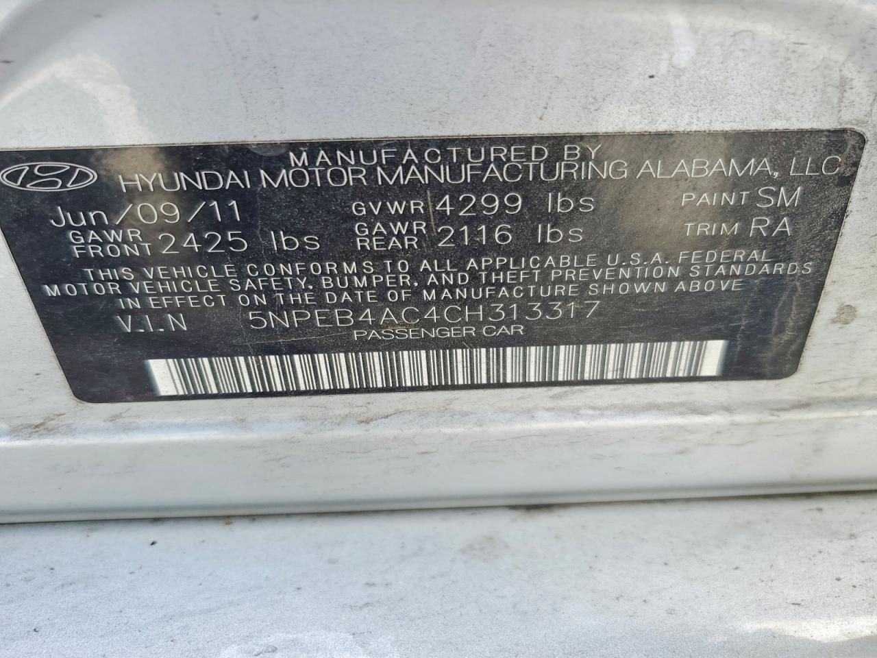2012 Hyundai Sonata Gls Silver vin: 5NPEB4AC4CH313317