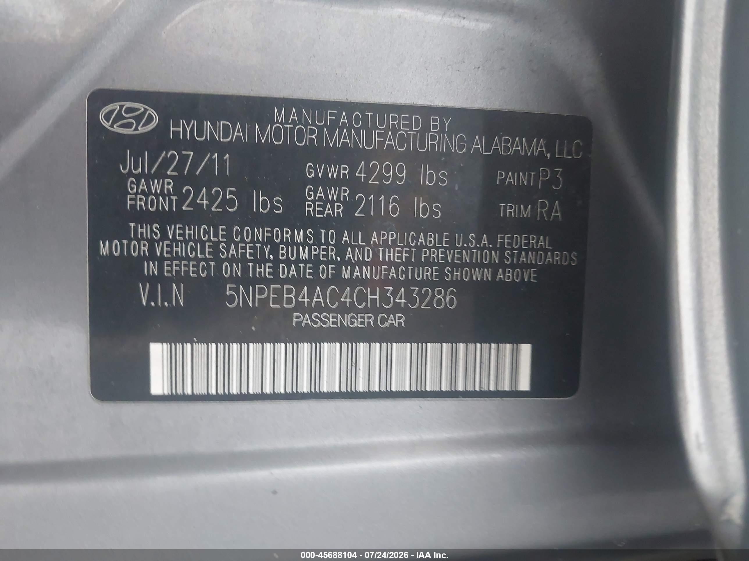 2012 Hyundai Sonata Gls Gray vin: 5NPEB4AC4CH343286
