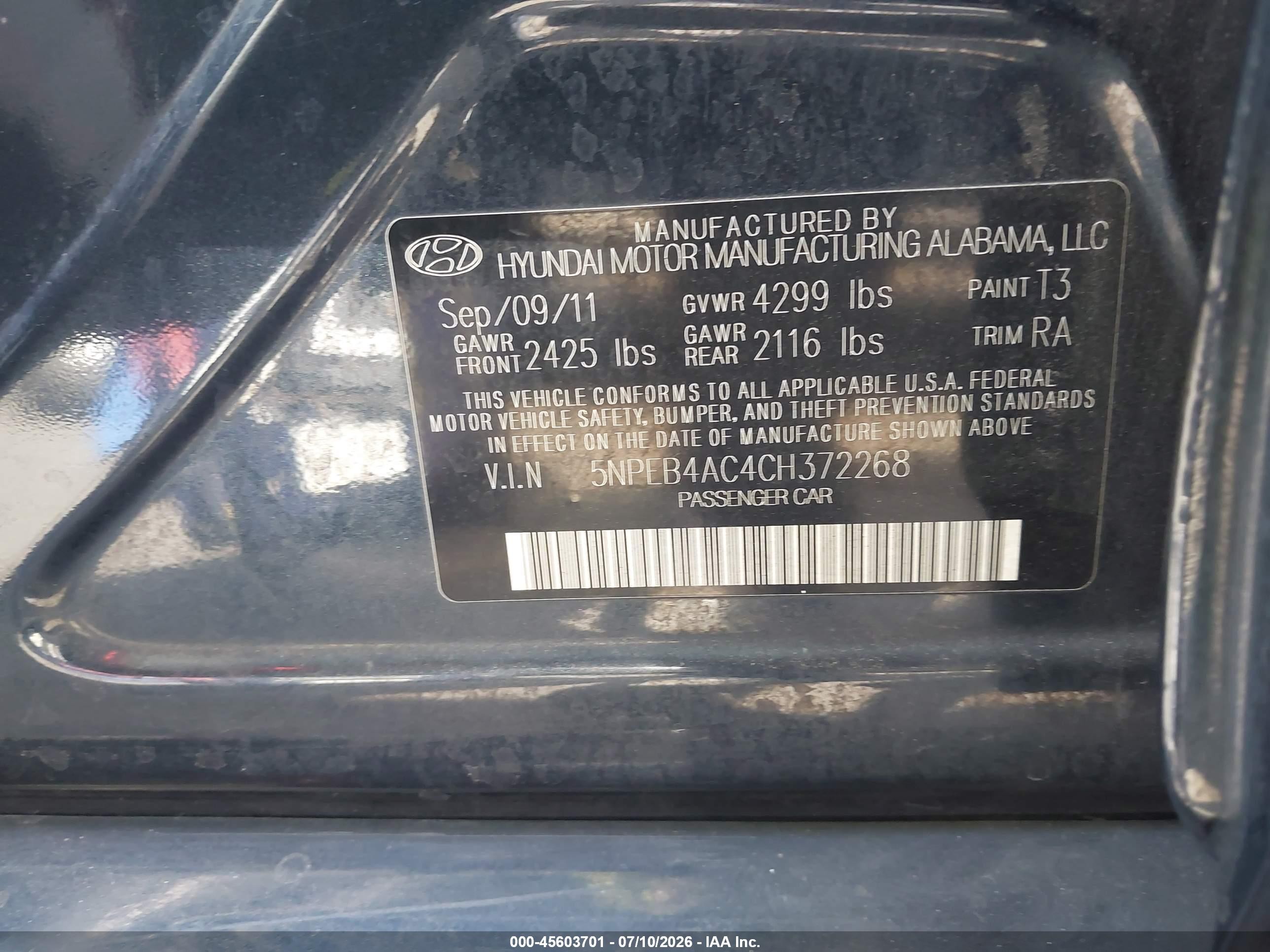 2012 Hyundai Sonata Gls Dark Blue vin: 5NPEB4AC4CH372268