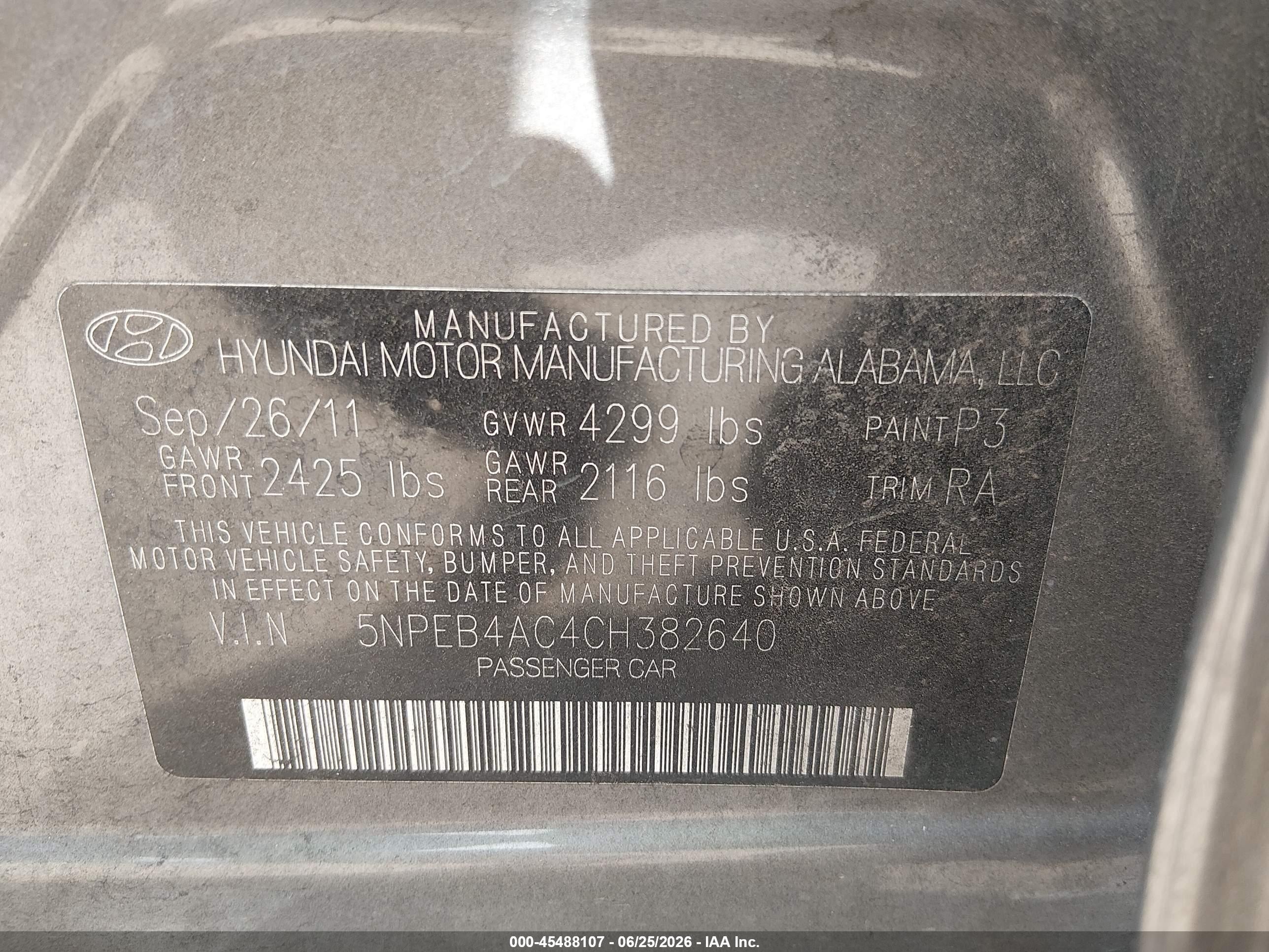 2012 Hyundai Sonata Gls Gray vin: 5NPEB4AC4CH382640