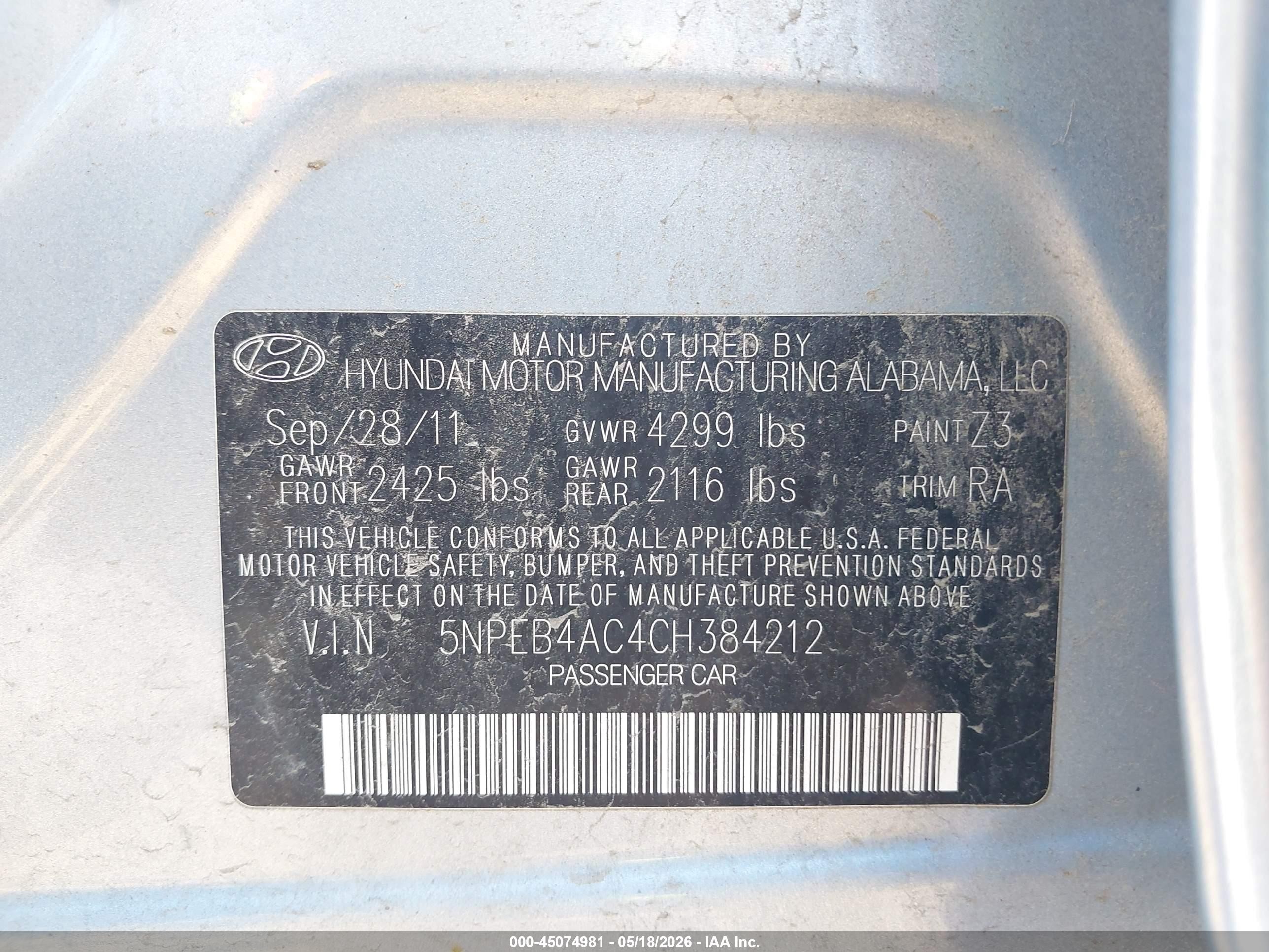 2012 Hyundai Sonata Gls Серебряный vin: 5NPEB4AC4CH384212