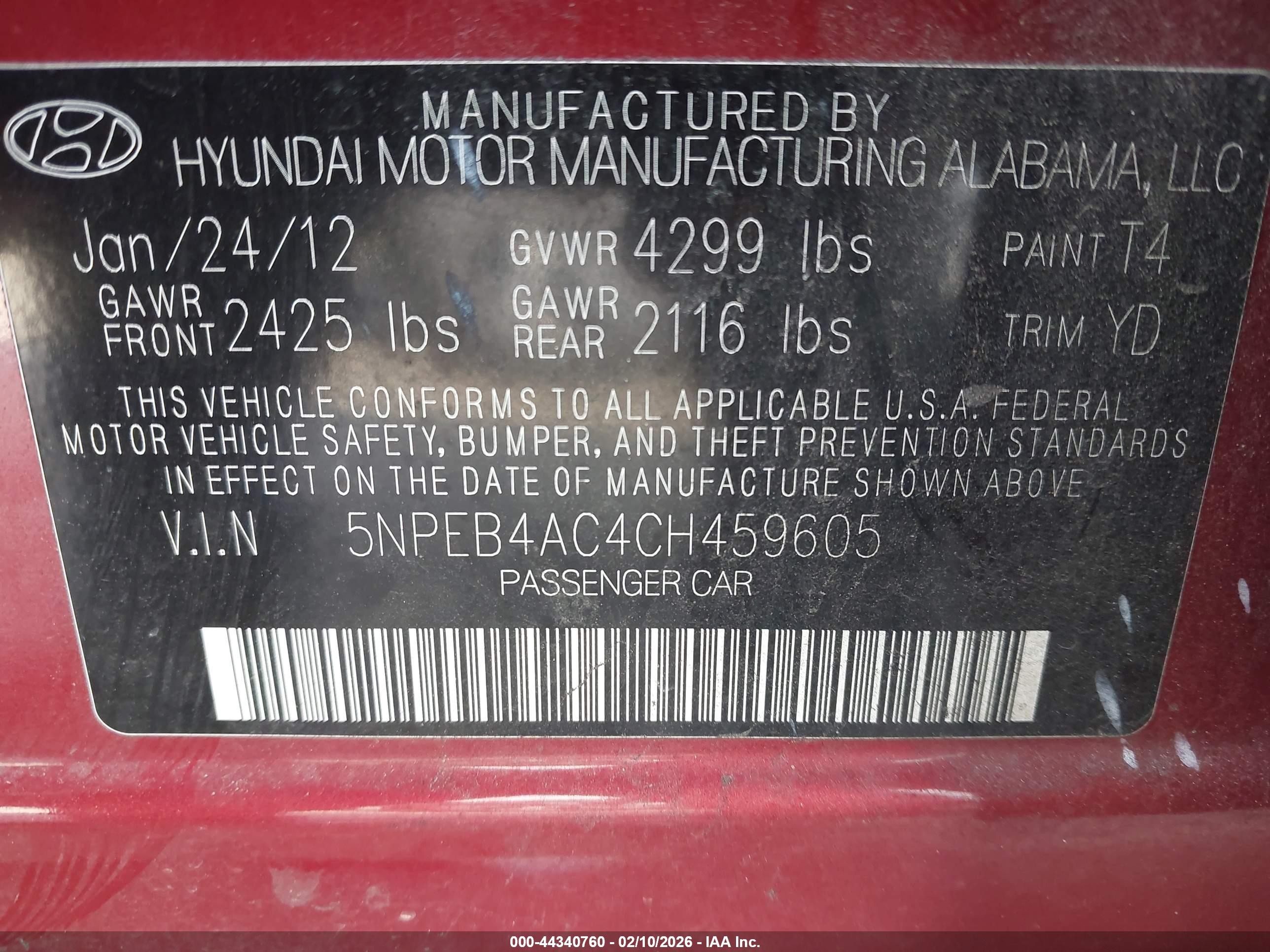 2012 Hyundai Sonata Gls Red vin: 5NPEB4AC4CH459605