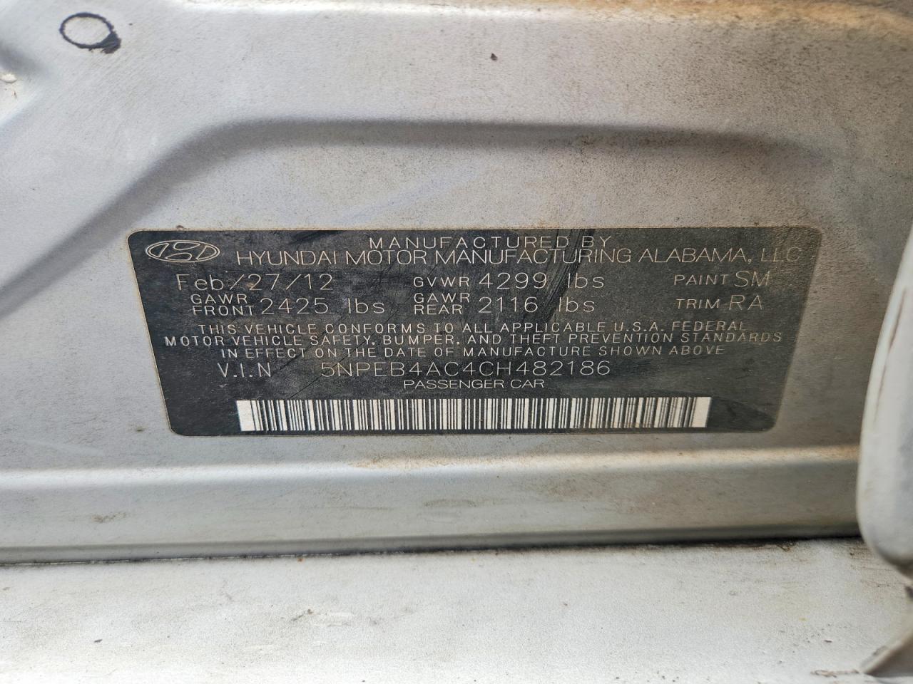 2012 Hyundai Sonata Gls Silver vin: 5NPEB4AC4CH482186