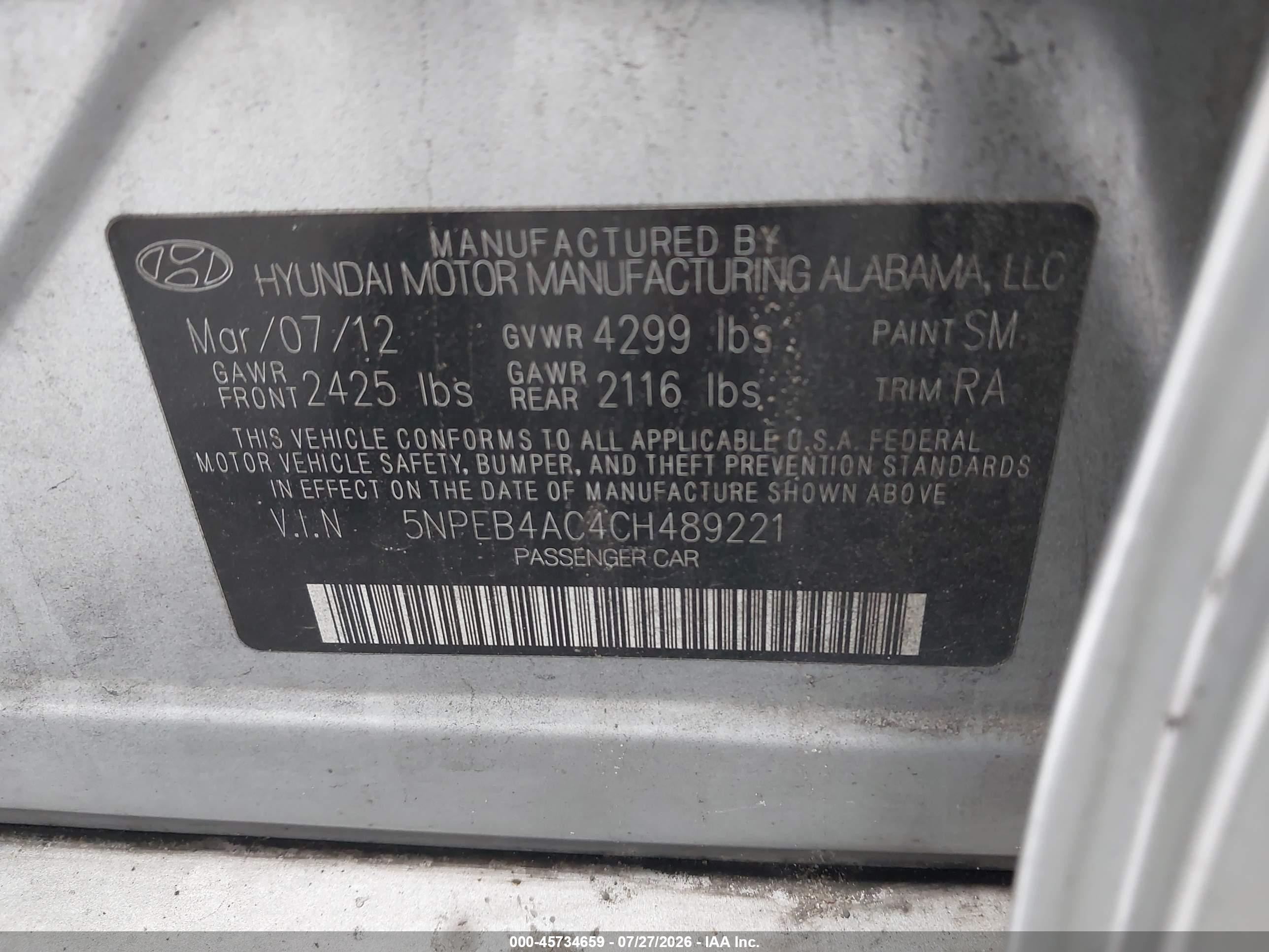 2012 Hyundai Sonata Gls Серебряный vin: 5NPEB4AC4CH489221