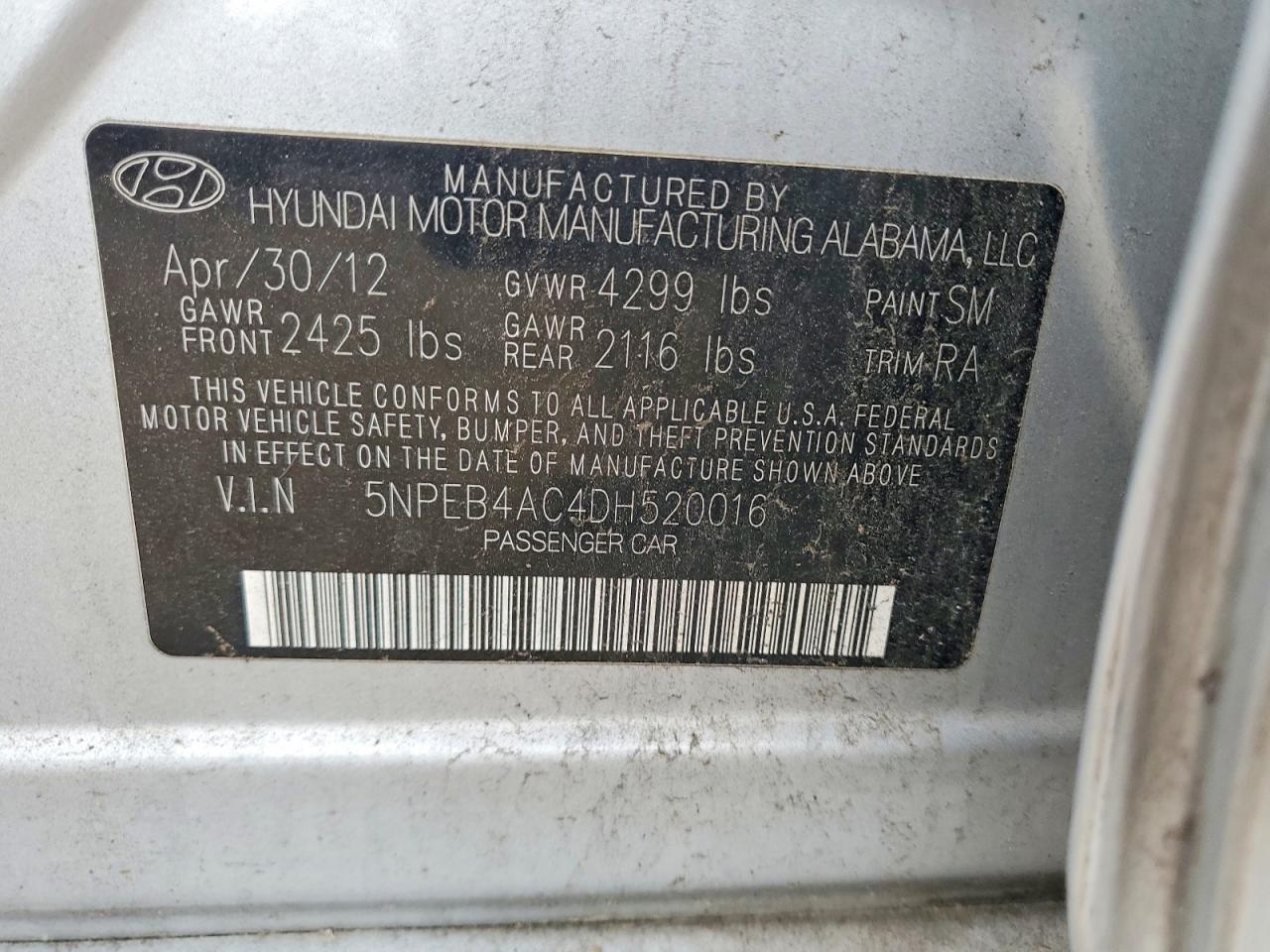 2013 Hyundai Sonata Gls Silver vin: 5NPEB4AC4DH520016