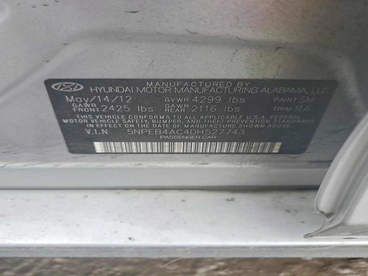 2013 Hyundai Sonata Gls Silver vin: 5NPEB4AC4DH527743