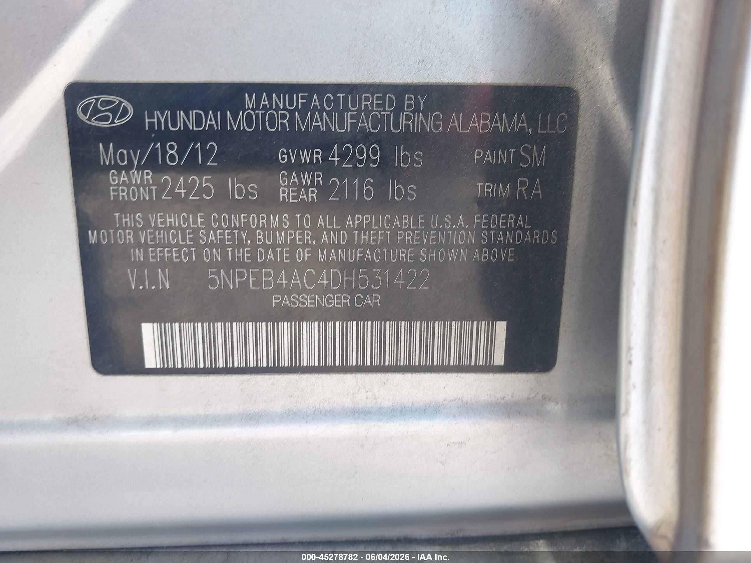 2013 Hyundai Sonata Gls Gray vin: 5NPEB4AC4DH531422