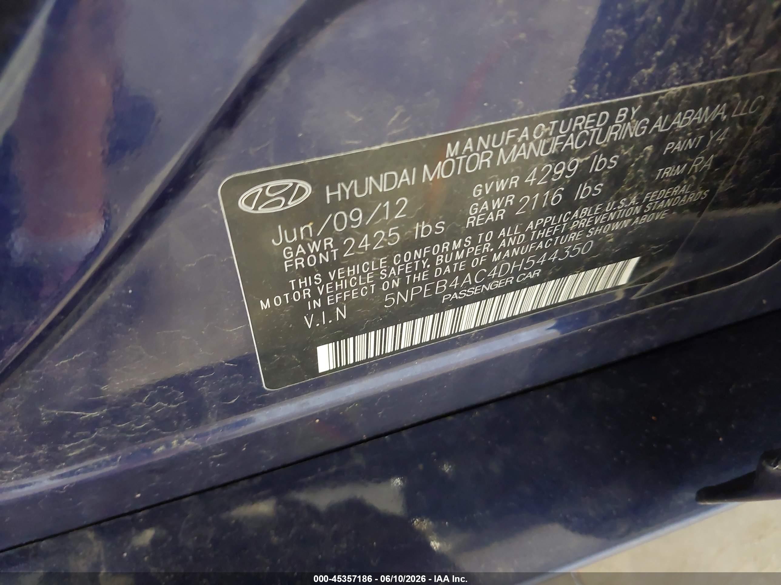 2013 Hyundai Sonata Gls Black vin: 5NPEB4AC4DH544350
