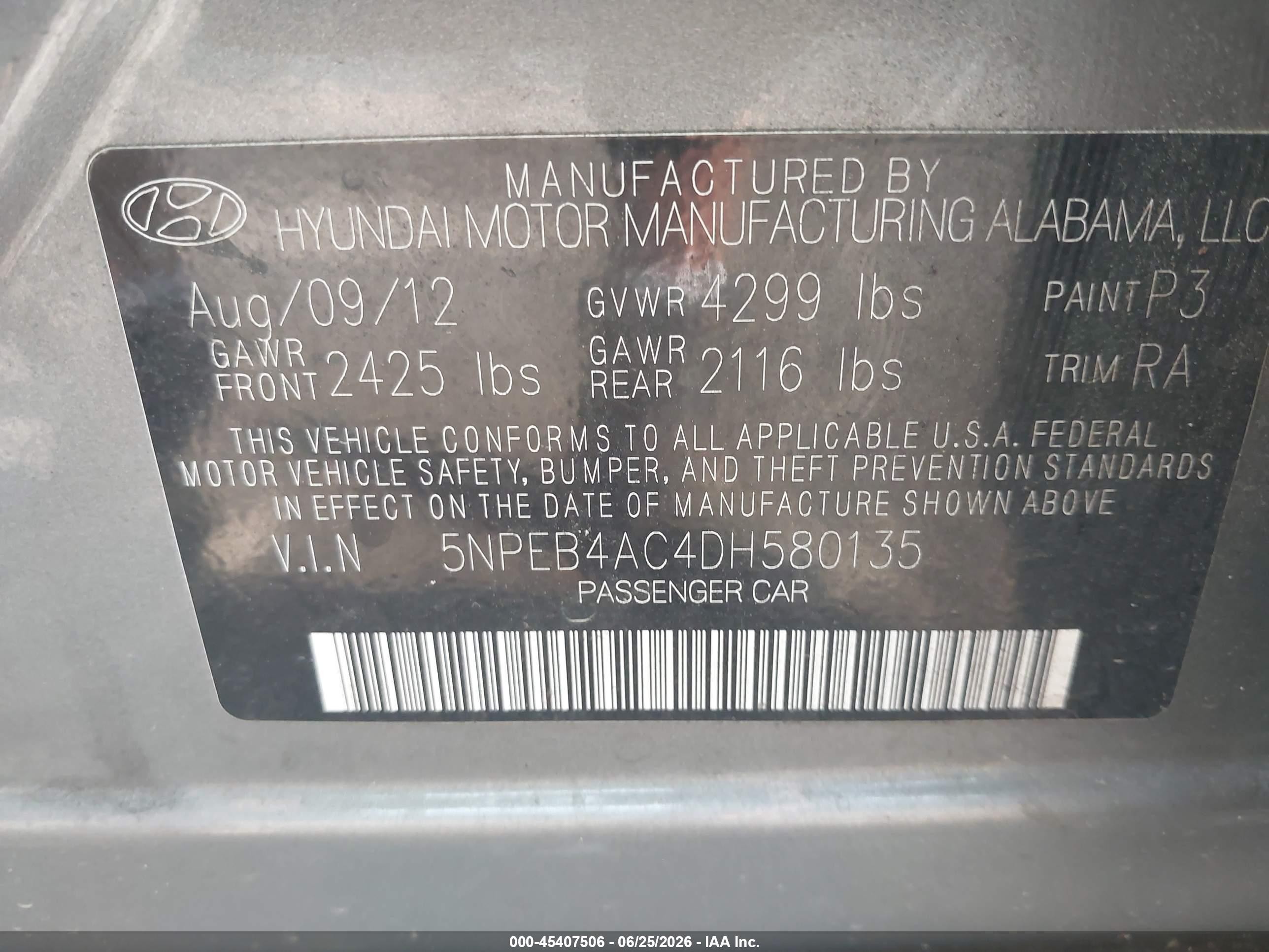 2013 Hyundai Sonata Gls Gray vin: 5NPEB4AC4DH580135