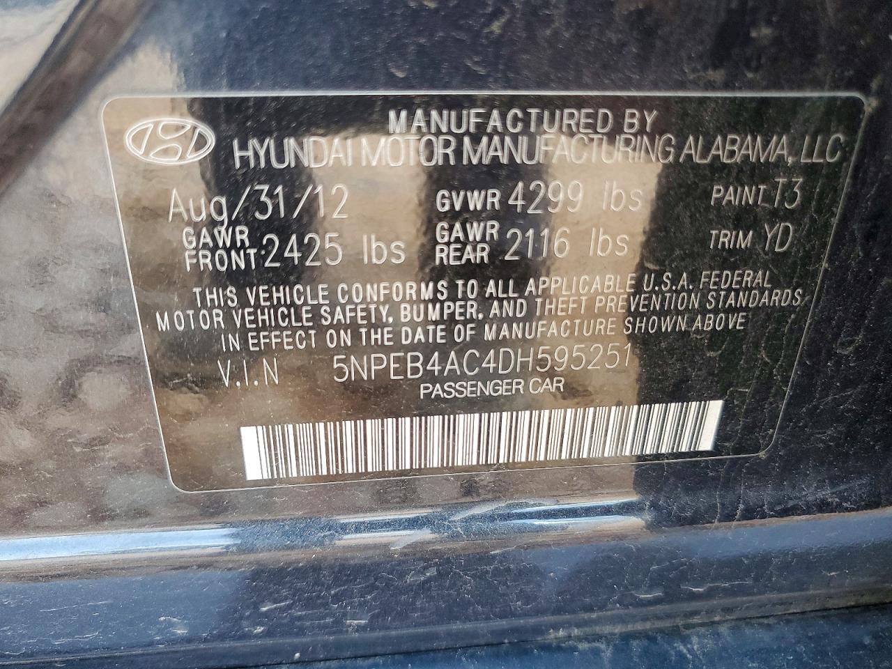 2013 Hyundai Sonata Gls Black vin: 5NPEB4AC4DH595251