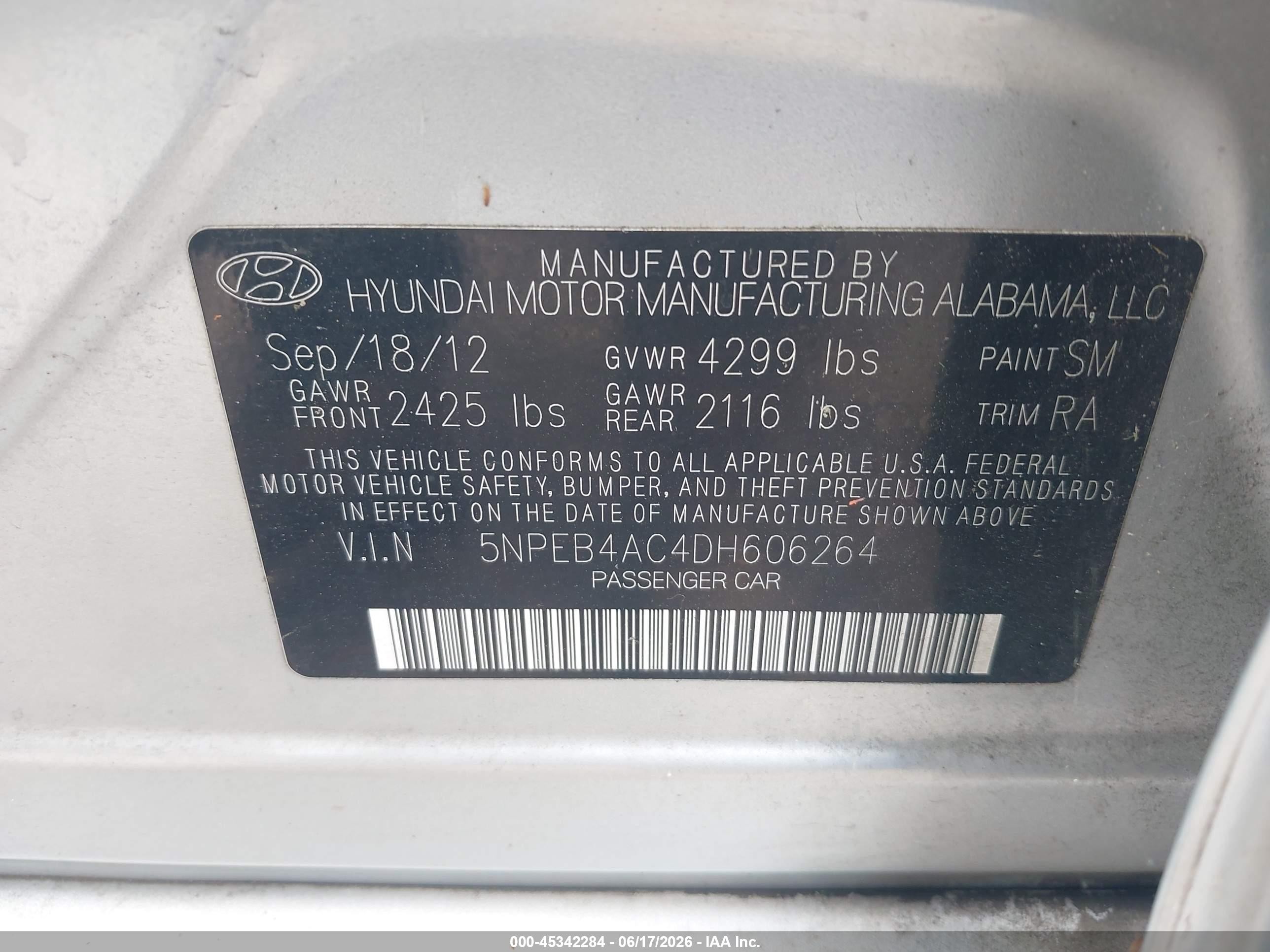 2013 Hyundai Sonata Gls Silver vin: 5NPEB4AC4DH606264