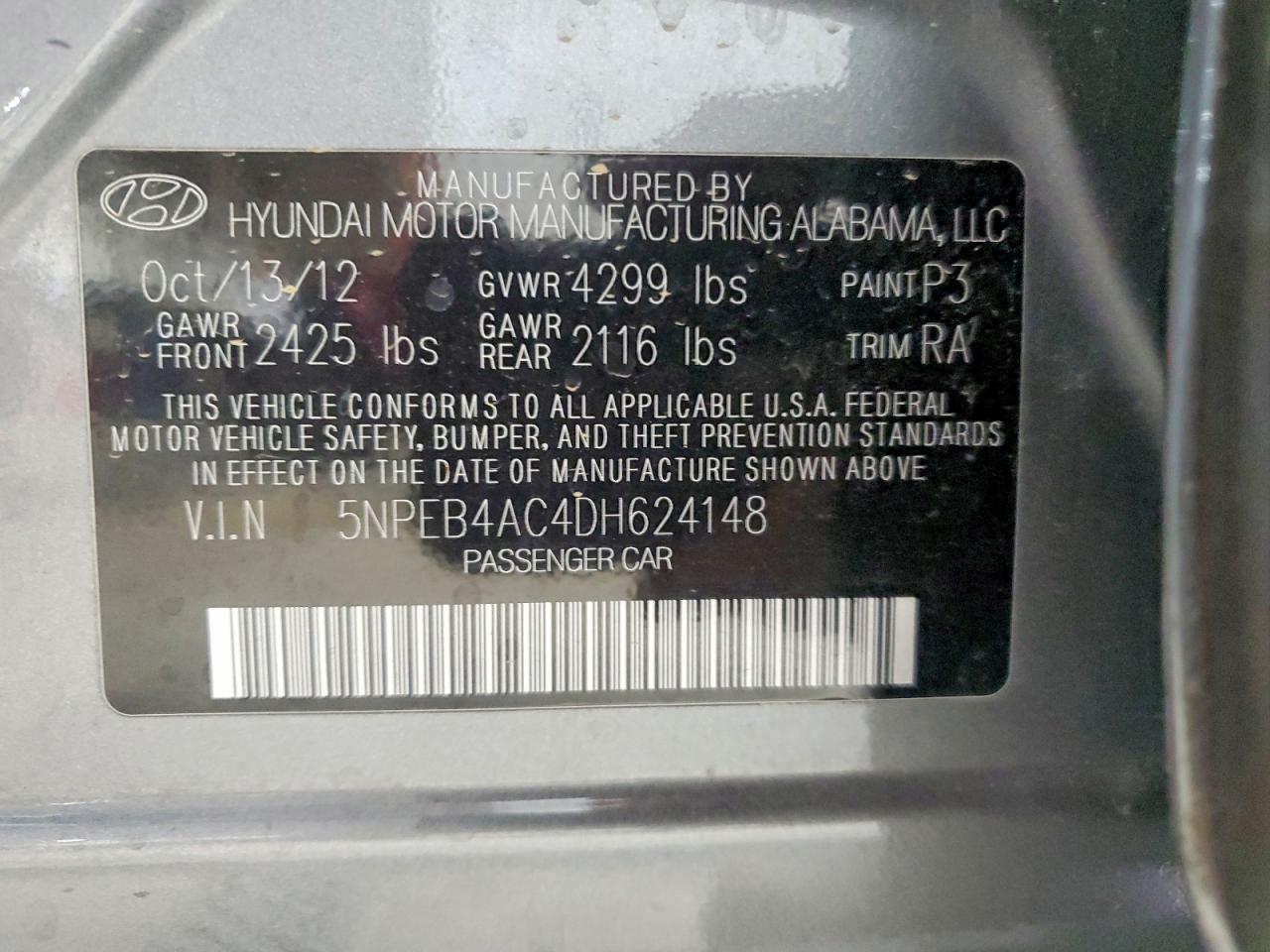 2013 Hyundai Sonata Gls Gray vin: 5NPEB4AC4DH624148