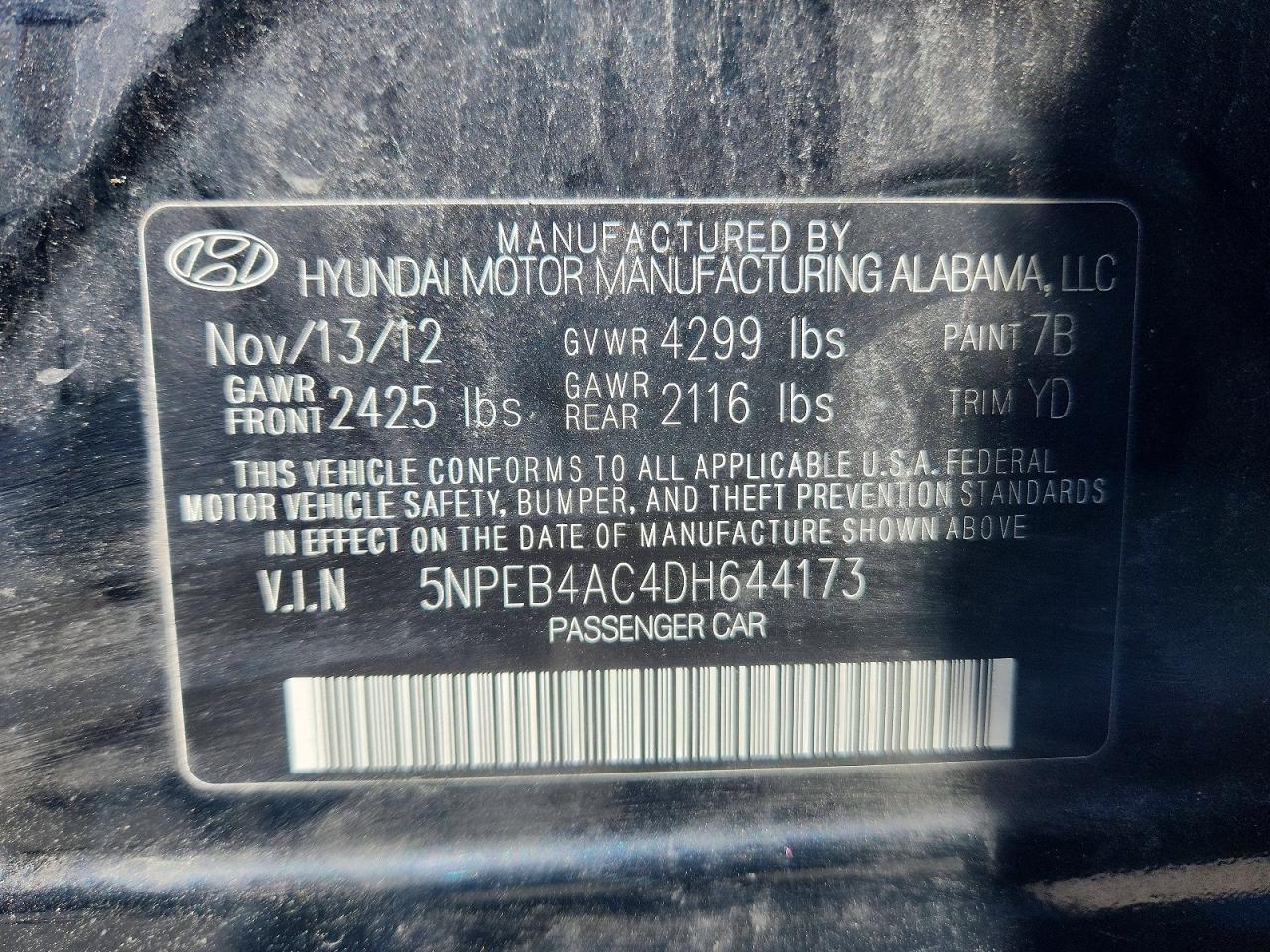 2013 Hyundai Sonata Gls Black vin: 5NPEB4AC4DH644173