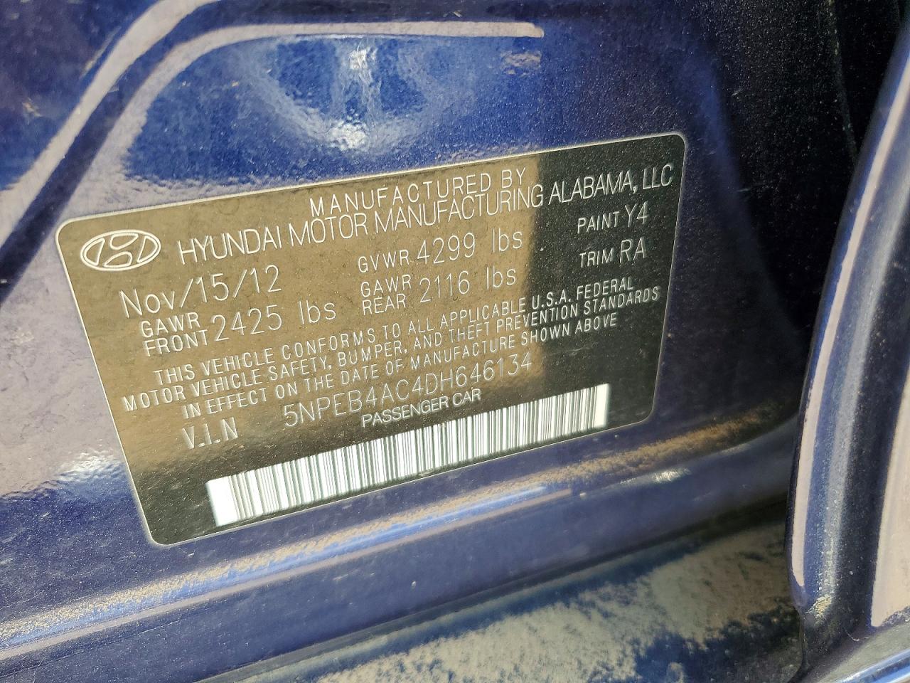 2013 Hyundai Sonata Gls Синий vin: 5NPEB4AC4DH646134