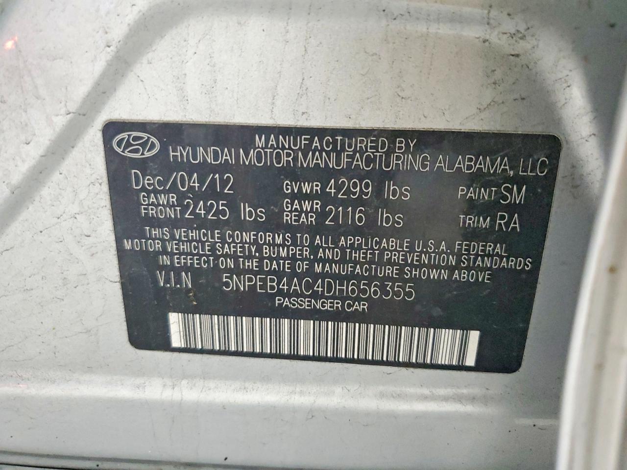 2013 Hyundai Sonata Gls Серебряный vin: 5NPEB4AC4DH656355