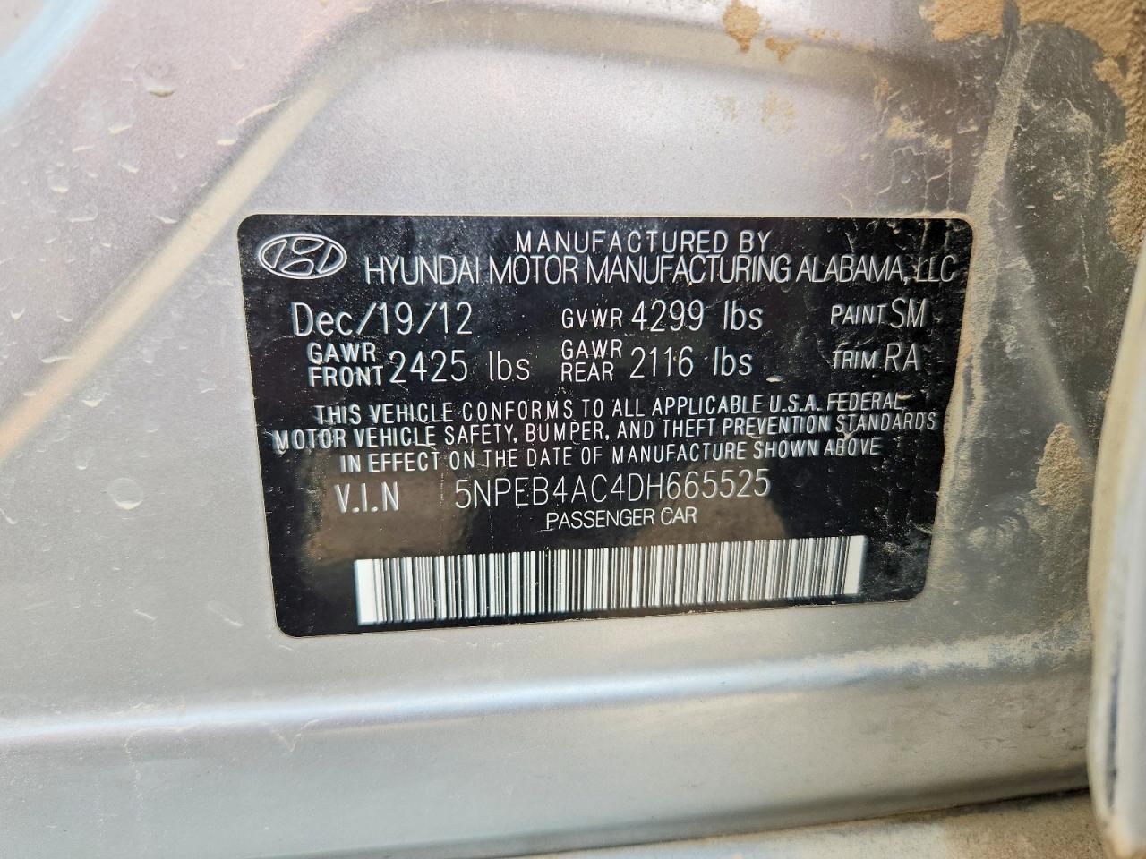 2013 Hyundai Sonata Gls Silver vin: 5NPEB4AC4DH665525