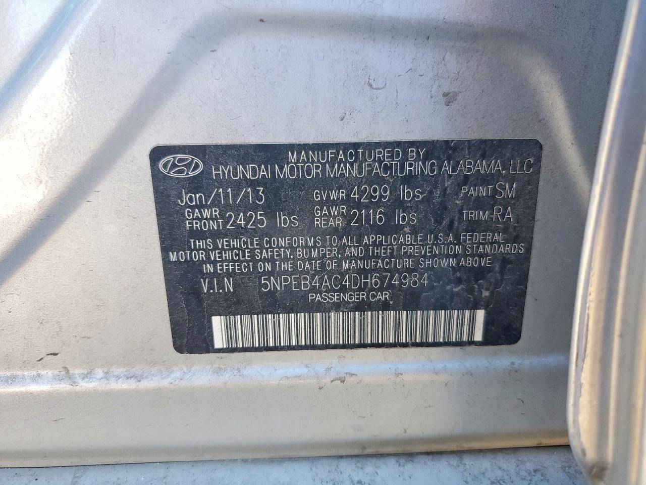 2013 Hyundai Sonata Gls Silver vin: 5NPEB4AC4DH674984