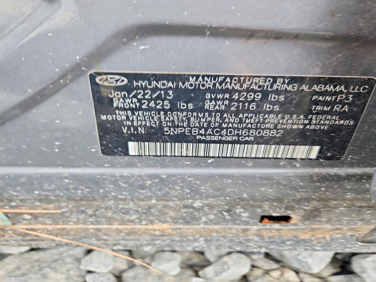 2013 Hyundai Sonata Gls Gray vin: 5NPEB4AC4DH680882