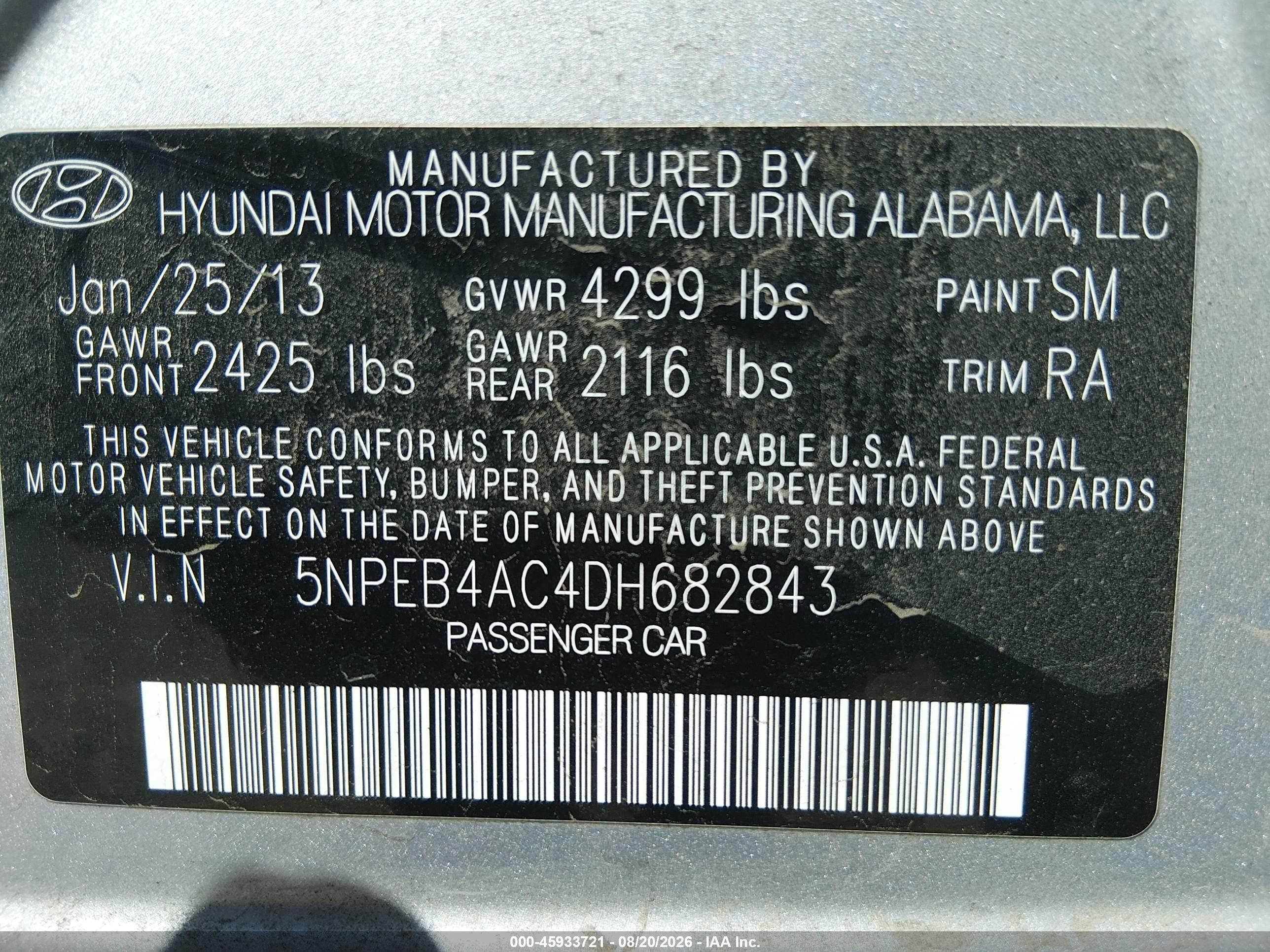 2013 Hyundai Sonata Gls Silver vin: 5NPEB4AC4DH682843