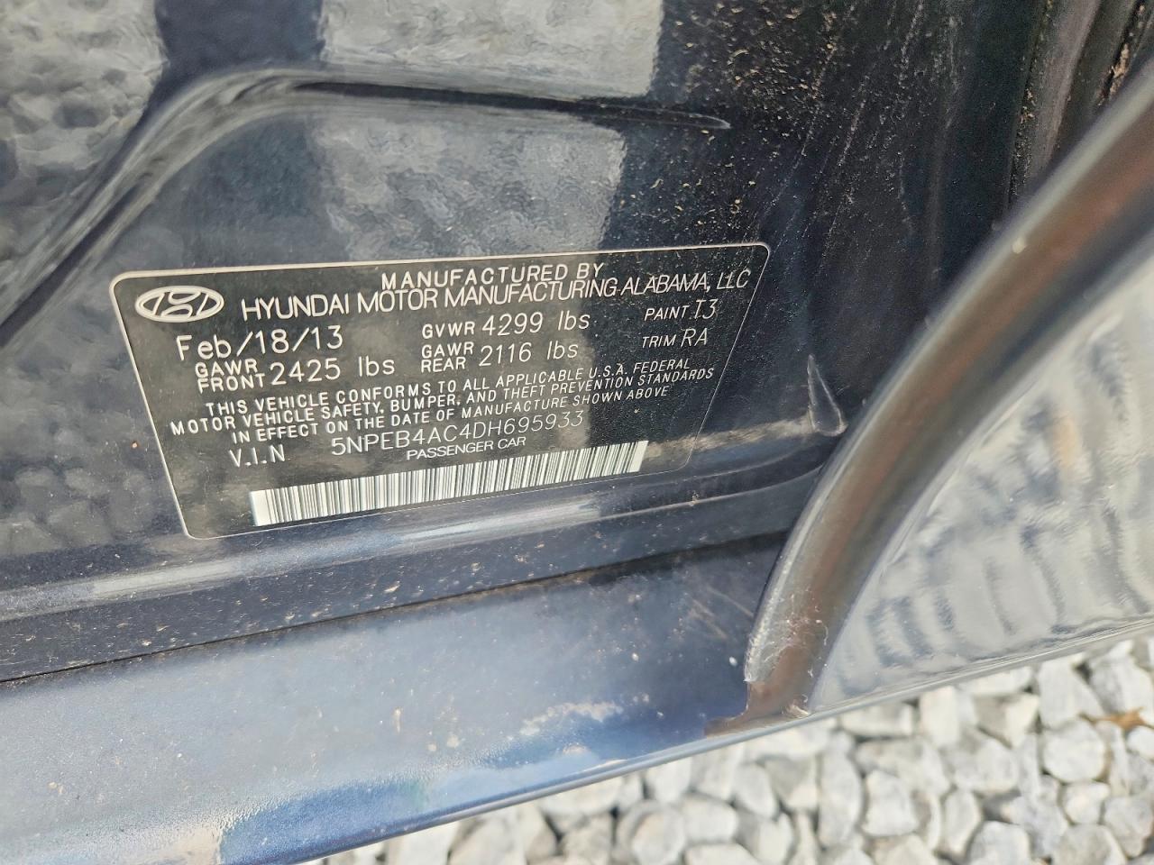 2013 Hyundai Sonata Gls Black vin: 5NPEB4AC4DH695933