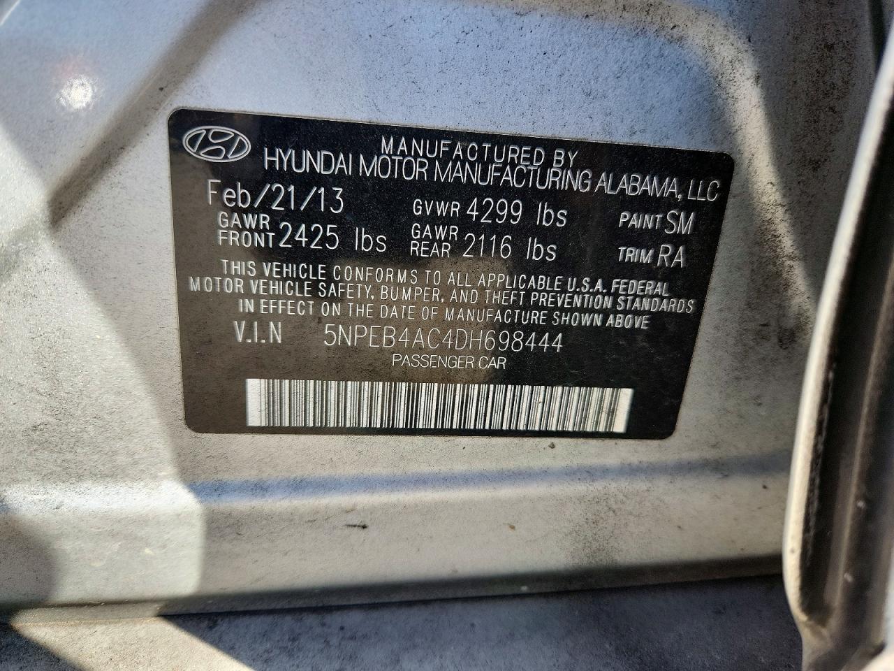 2013 Hyundai Sonata Gls Black vin: 5NPEB4AC4DH698444