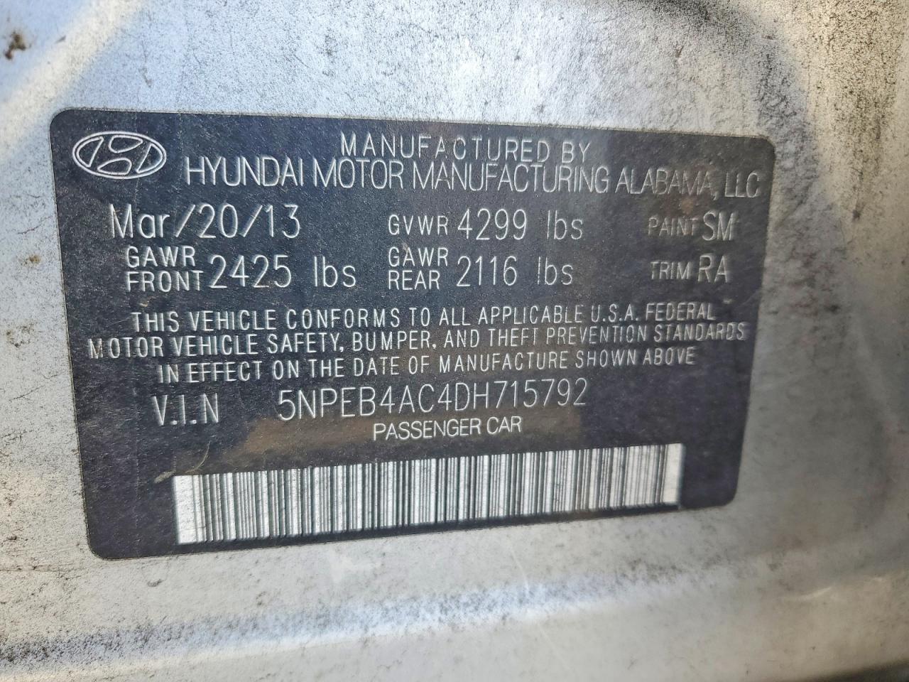 2013 Hyundai Sonata Gls Silver vin: 5NPEB4AC4DH715792