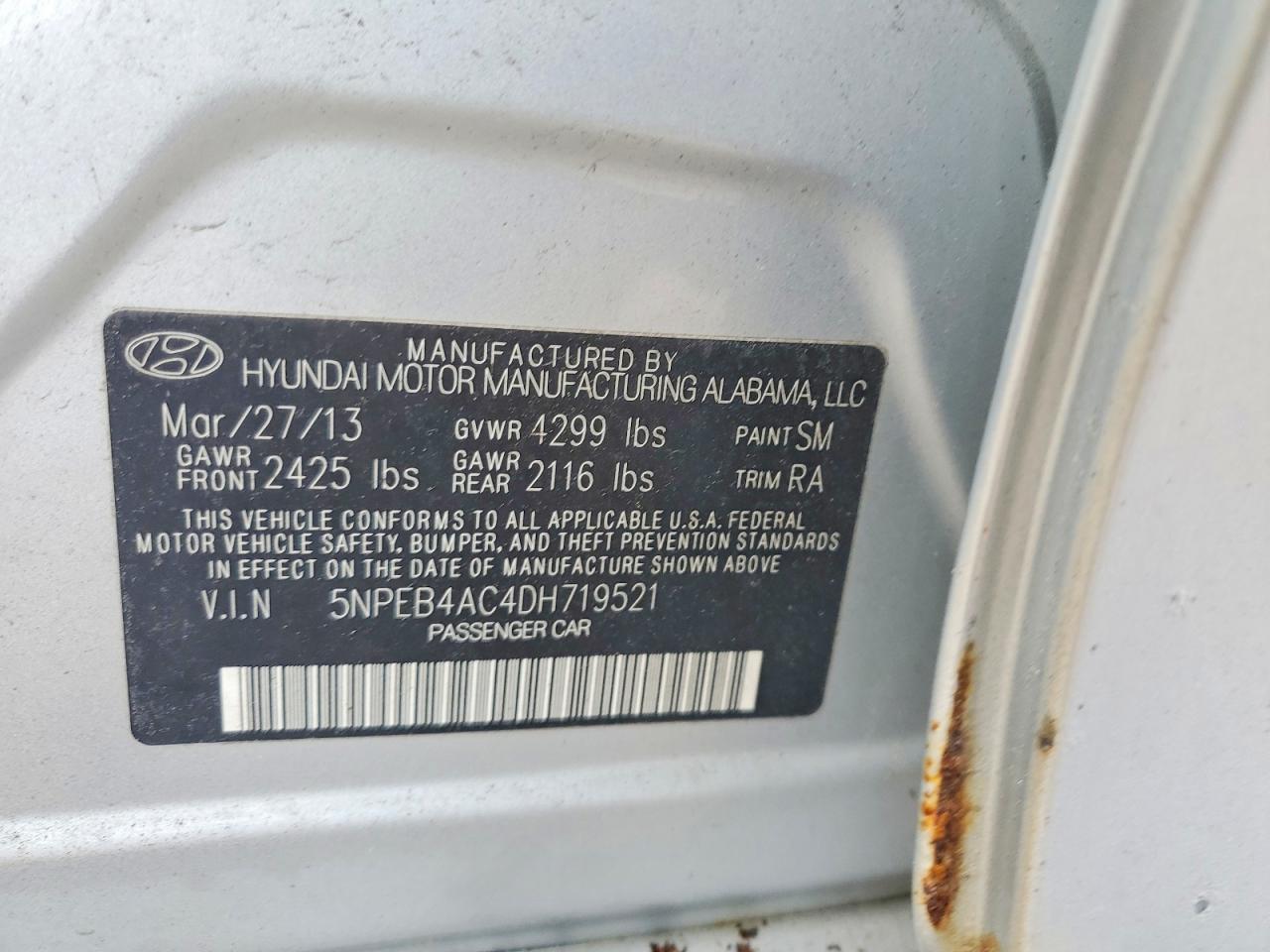 2013 Hyundai Sonata Gls Silver vin: 5NPEB4AC4DH719521