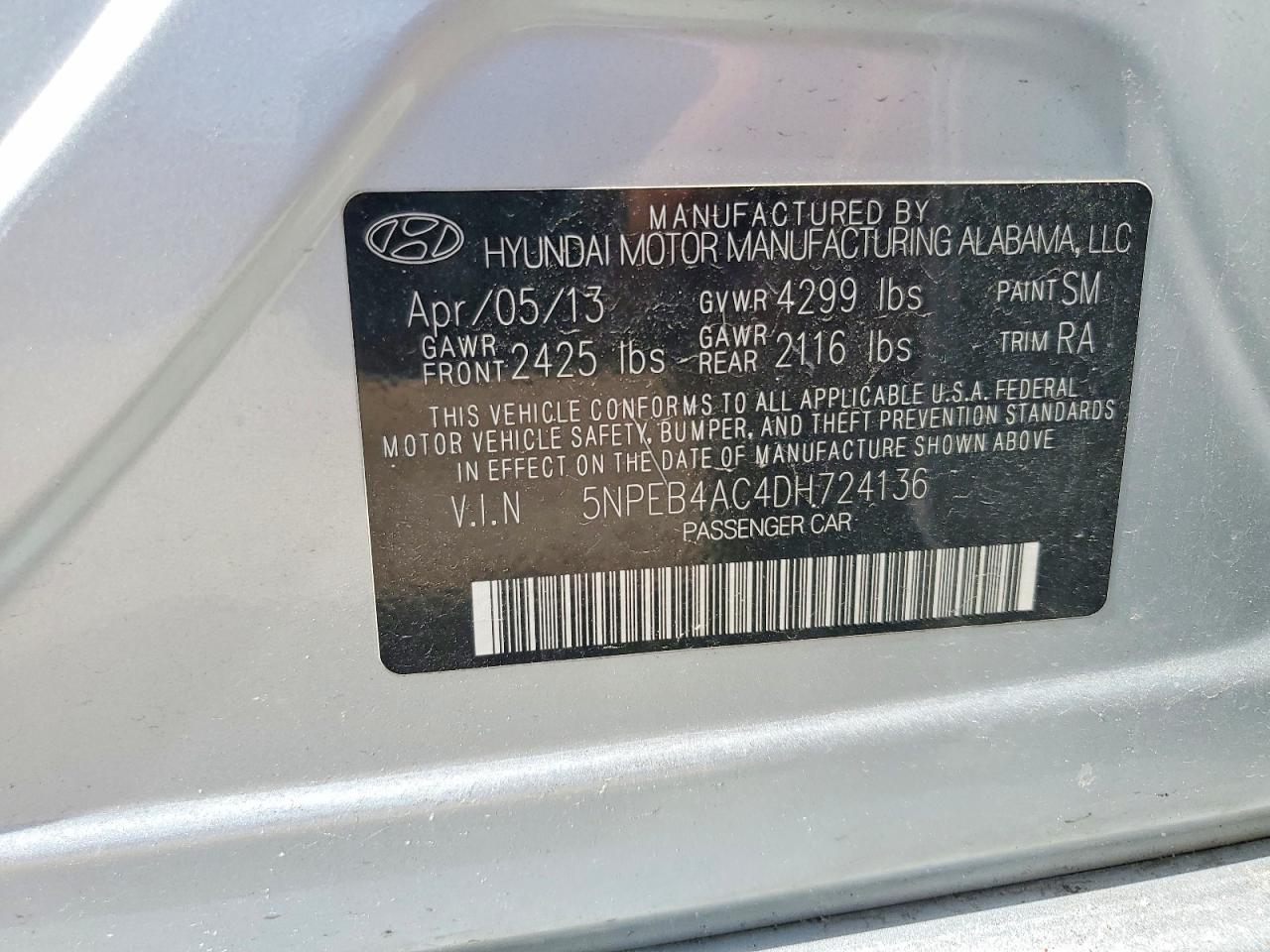 2013 Hyundai Sonata Gls Silver vin: 5NPEB4AC4DH724136