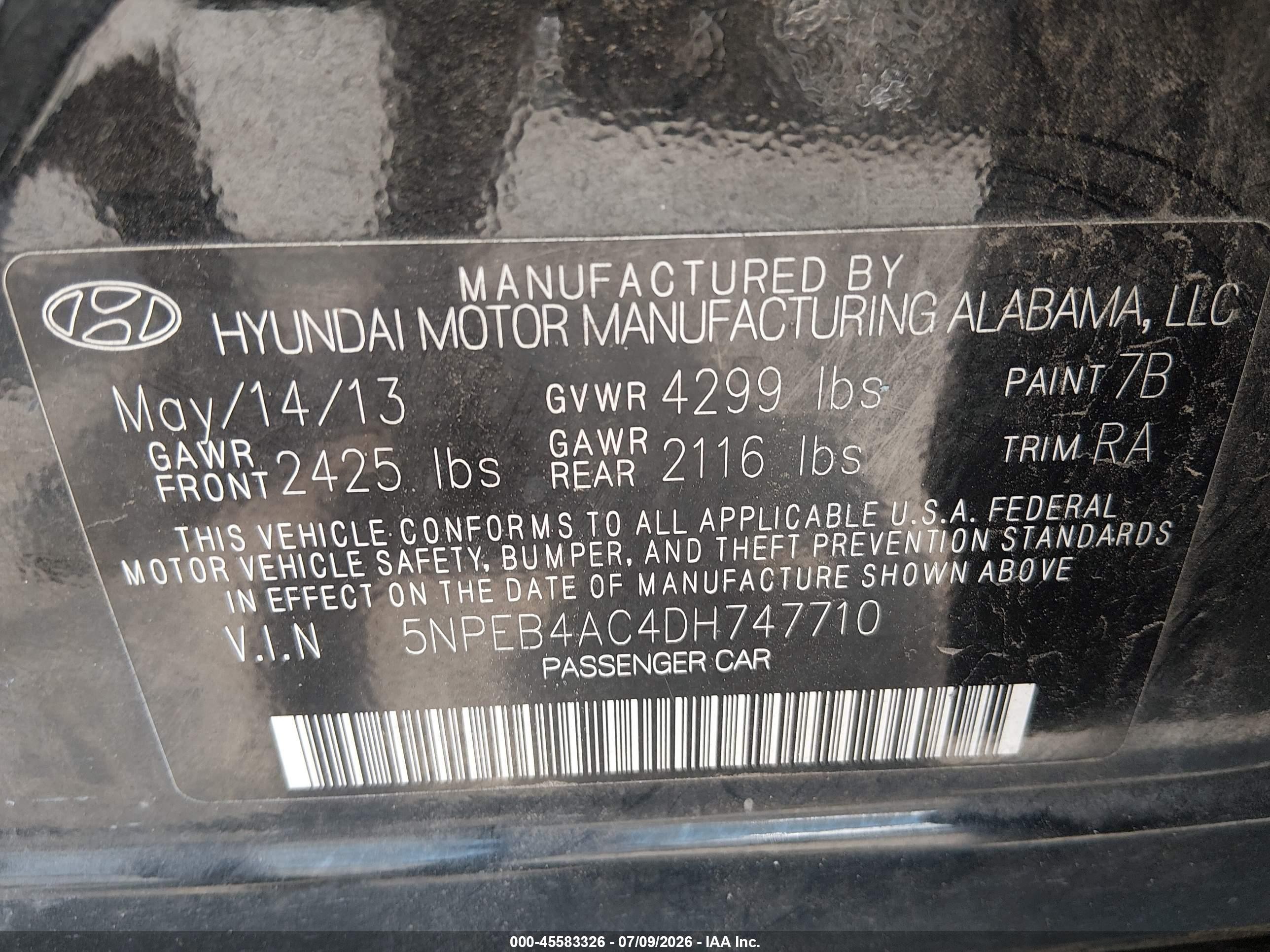 2013 Hyundai Sonata Gls Black vin: 5NPEB4AC4DH747710