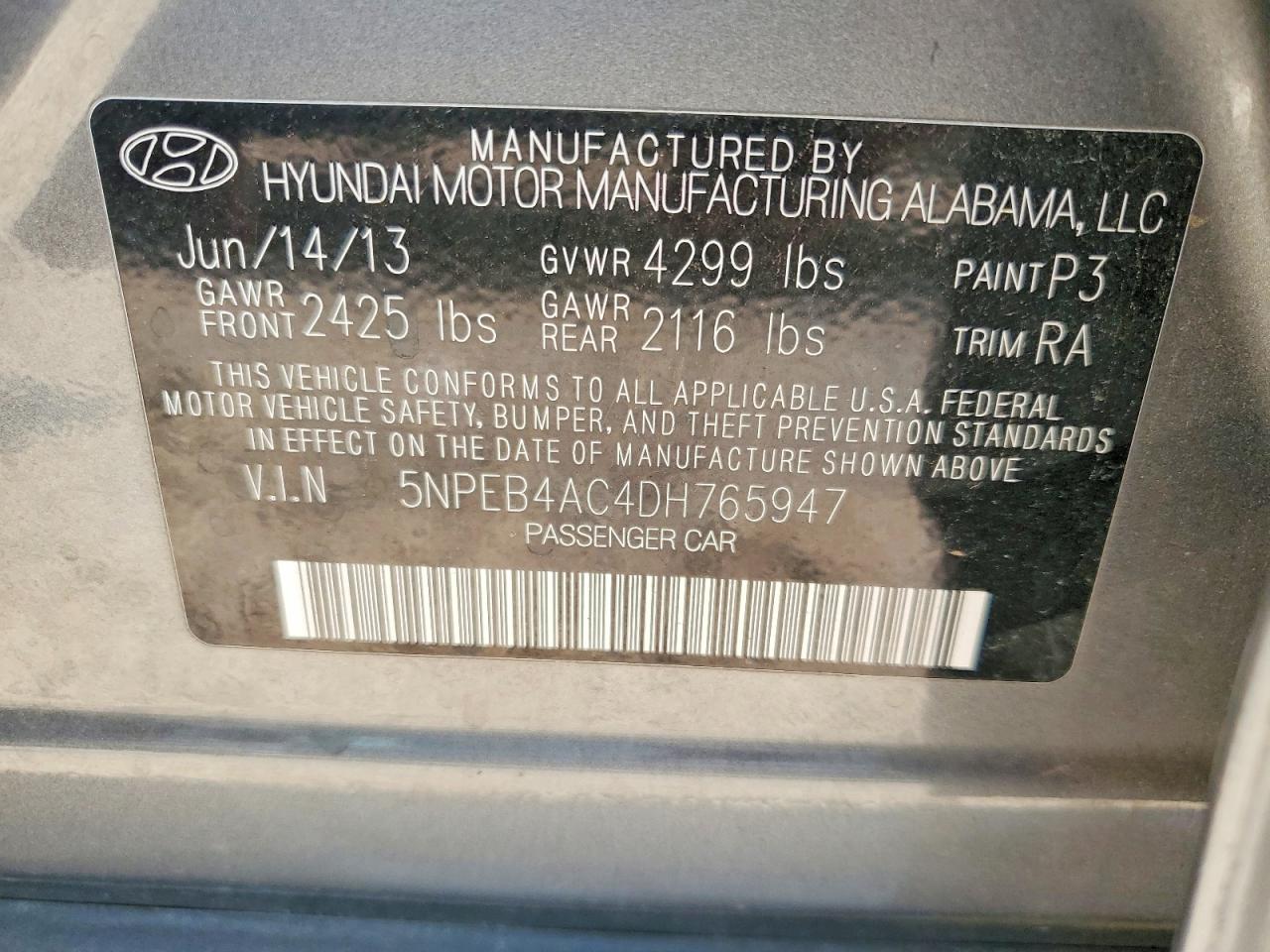 2013 Hyundai Sonata Gls Charcoal vin: 5NPEB4AC4DH765947