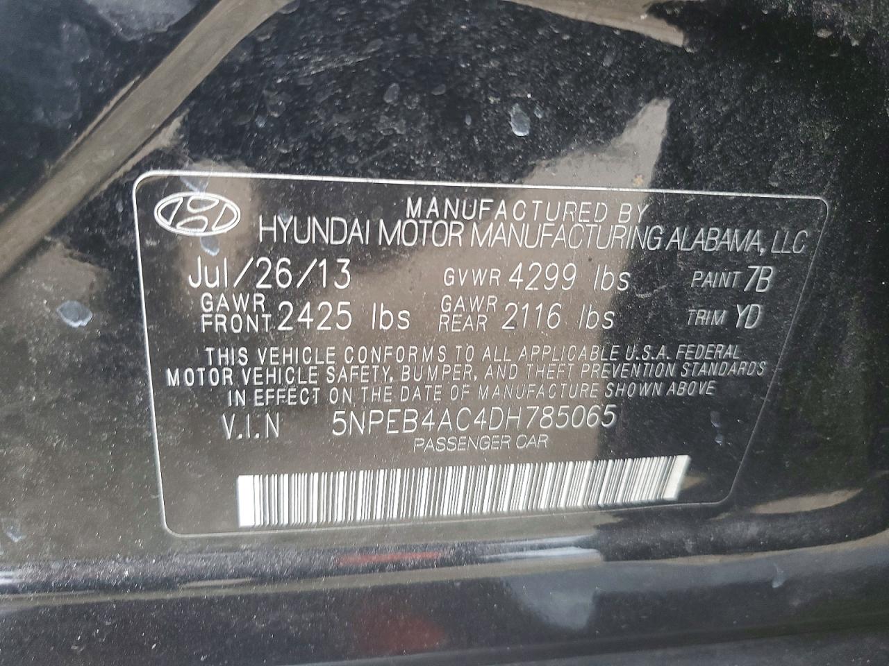 2013 Hyundai Sonata Gls Черный vin: 5NPEB4AC4DH785065
