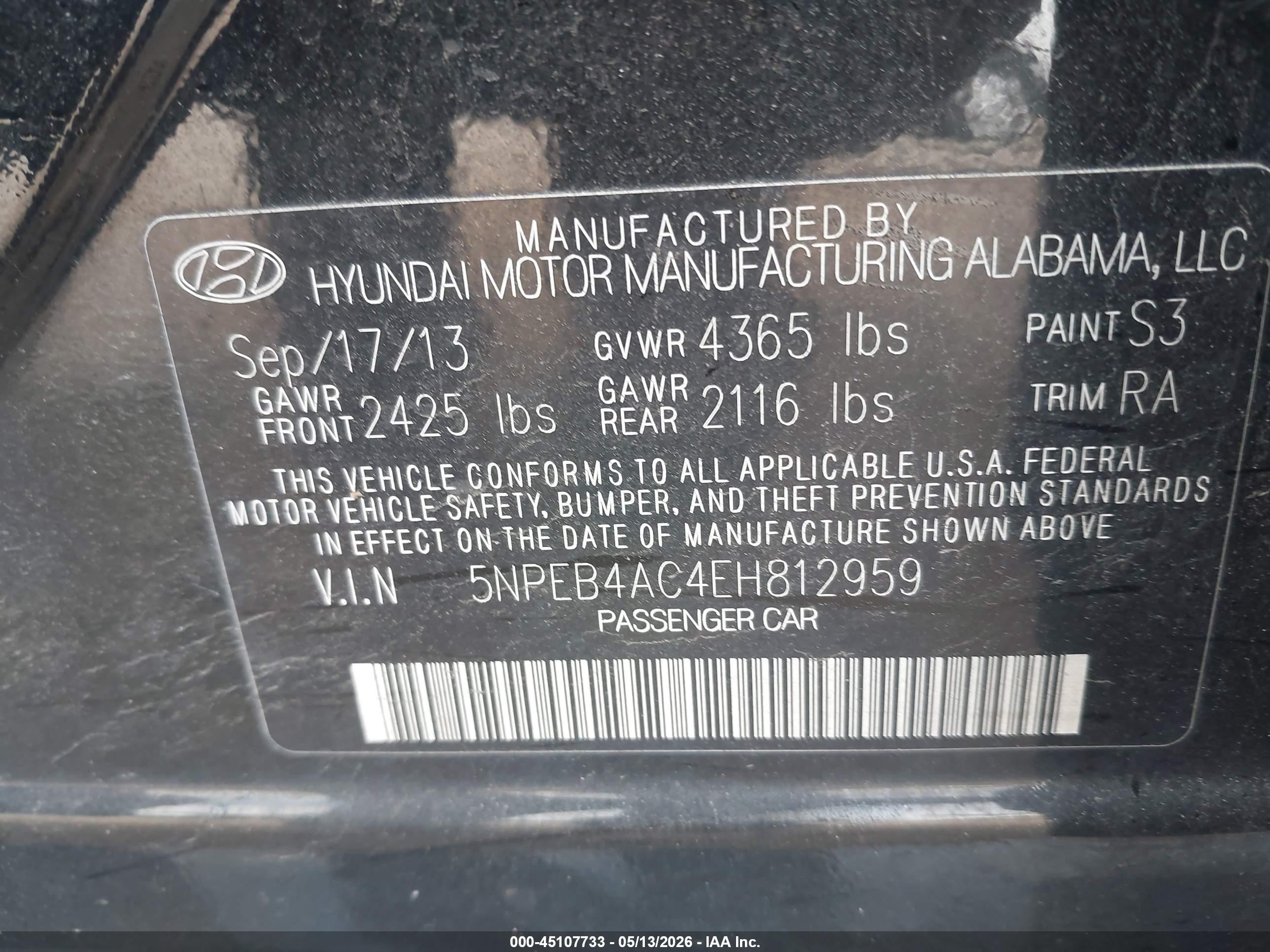 2014 Hyundai Sonata Gls Blue vin: 5NPEB4AC4EH812959