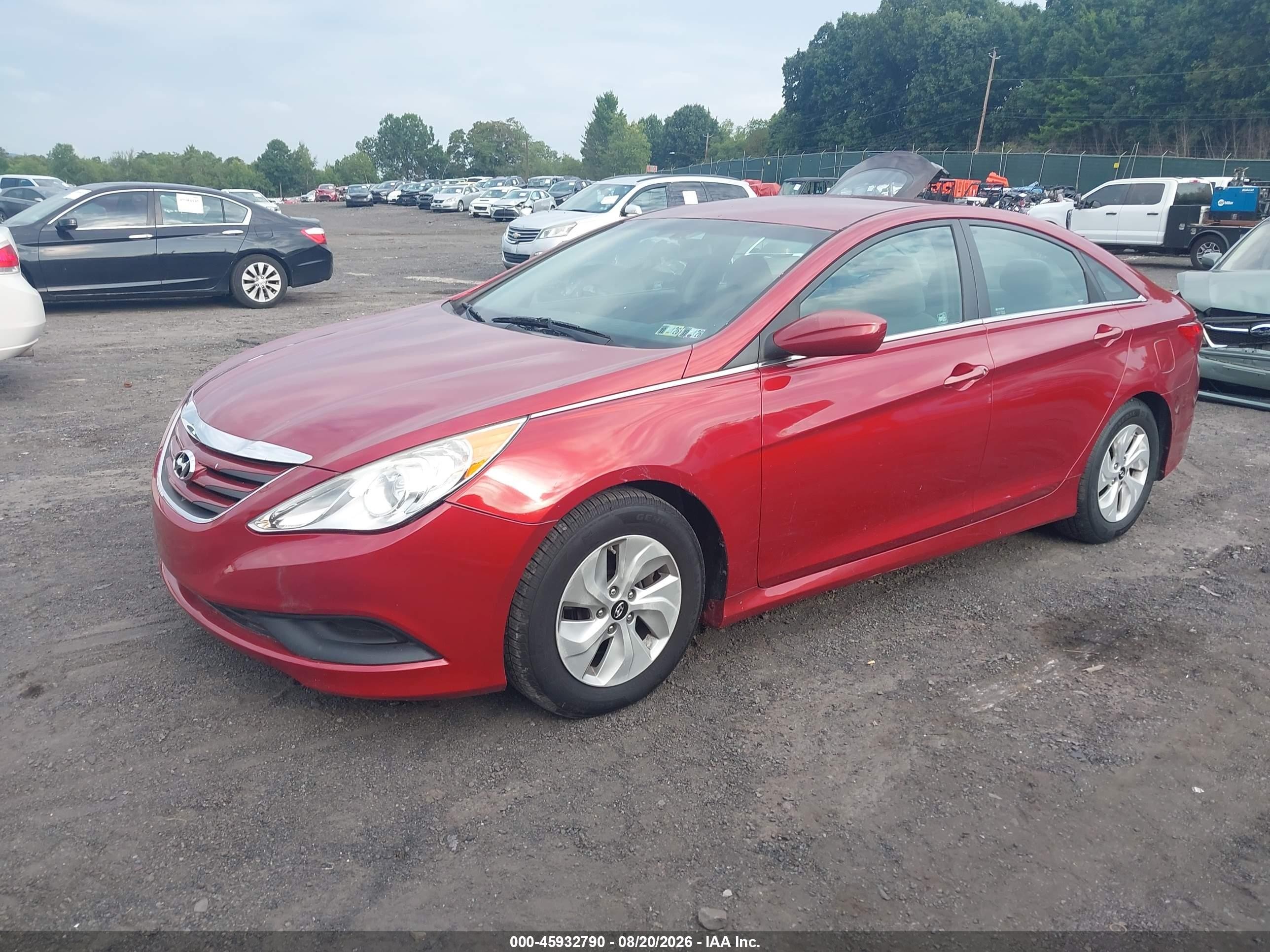 2014 Hyundai Sonata Gls Red vin: 5NPEB4AC4EH814419