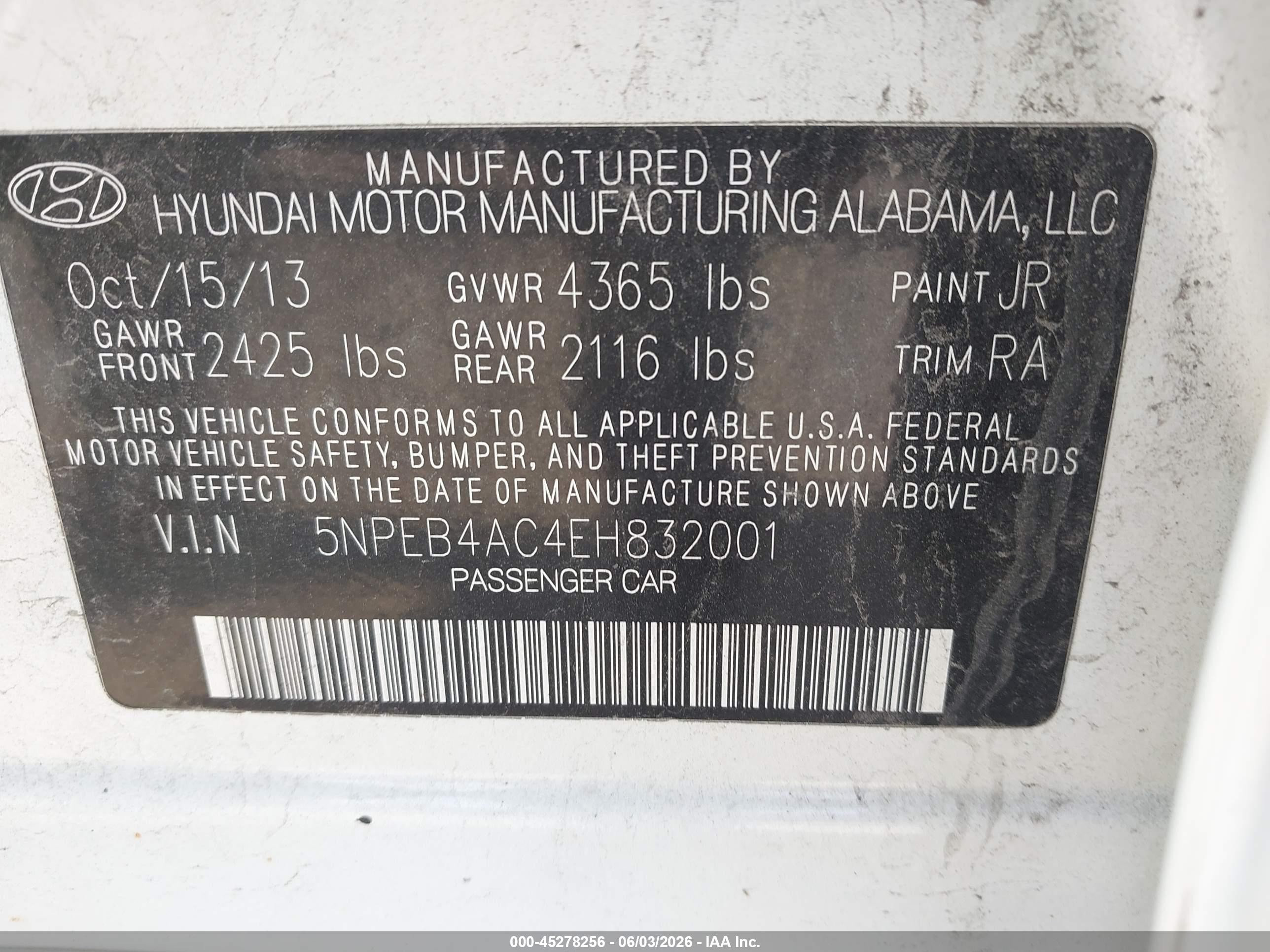 2014 Hyundai Sonata Gls White vin: 5NPEB4AC4EH832001
