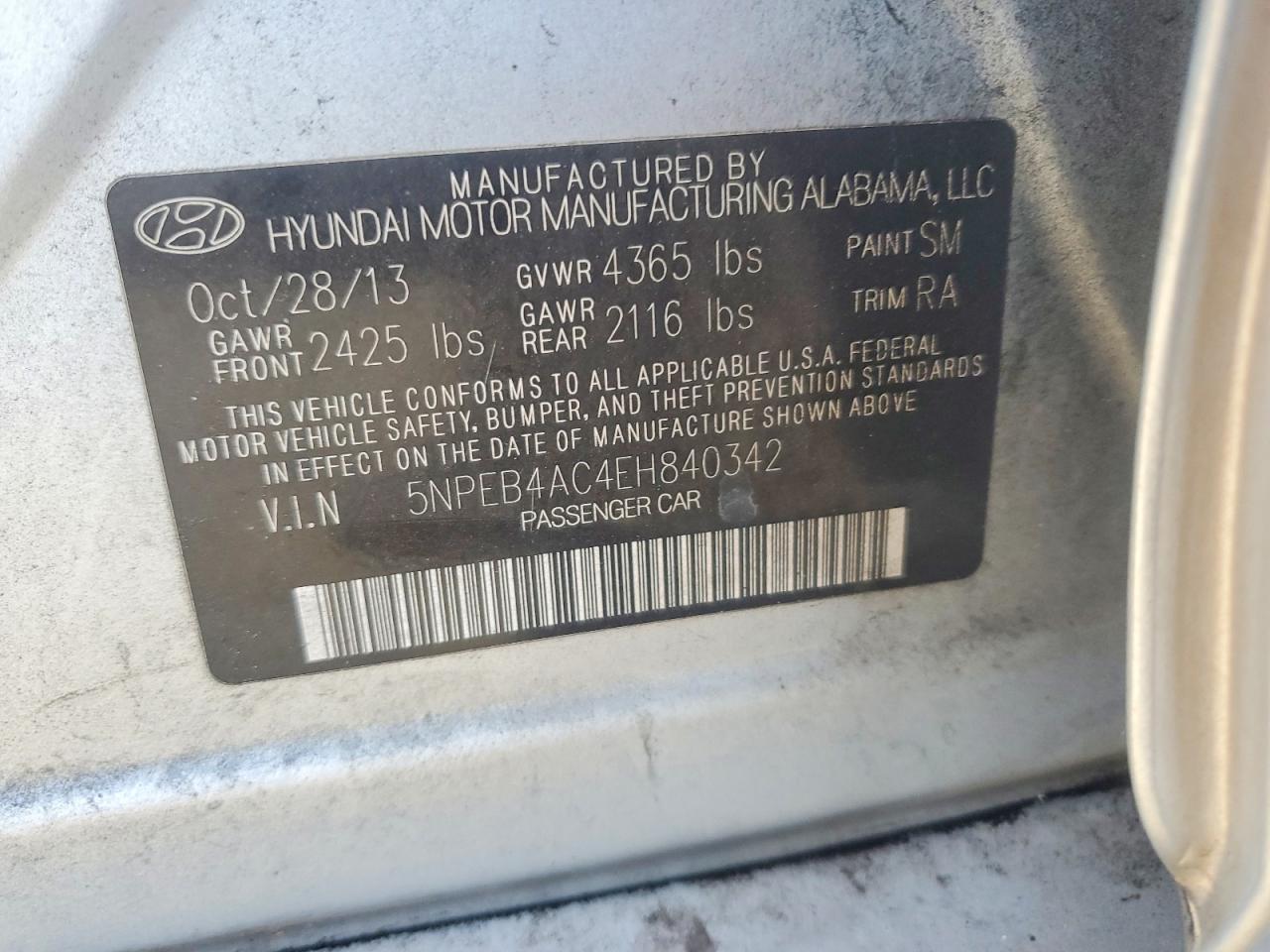 2014 Hyundai Sonata Gls Silver vin: 5NPEB4AC4EH840342