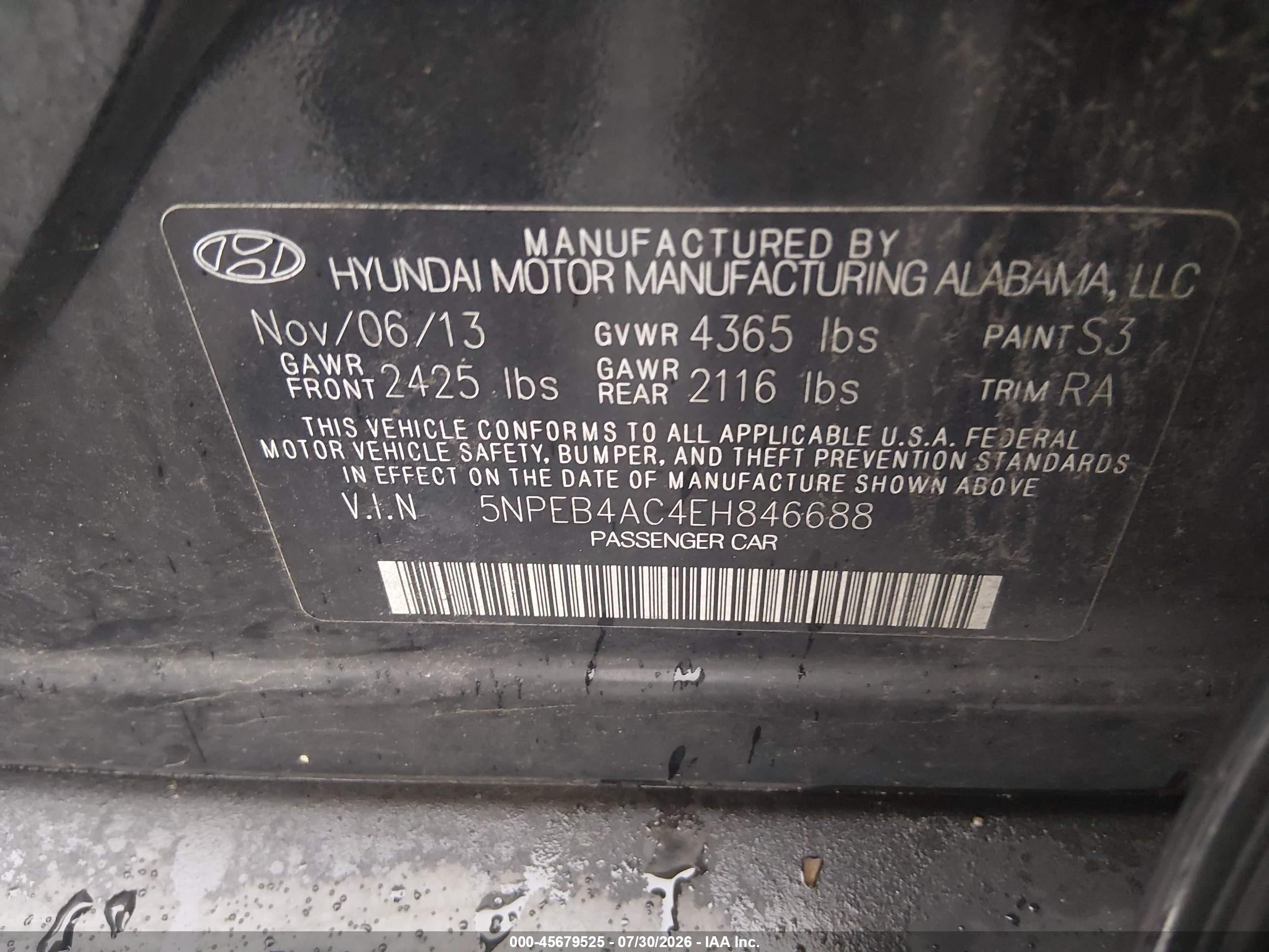 2014 Hyundai Sonata Gls Черный vin: 5NPEB4AC4EH846688
