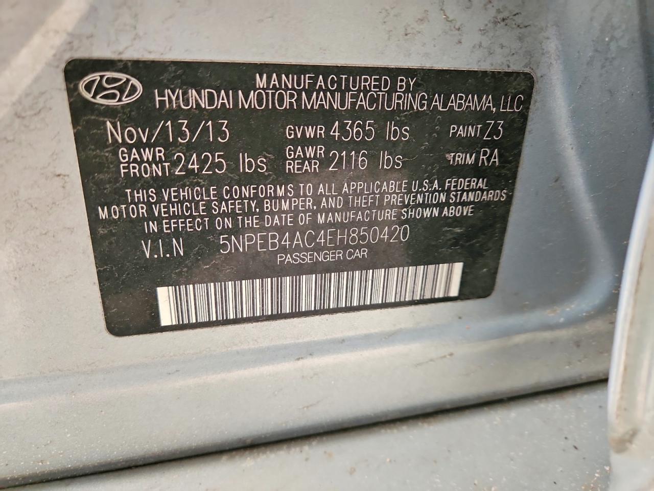2014 Hyundai Sonata Gls Blue vin: 5NPEB4AC4EH850420