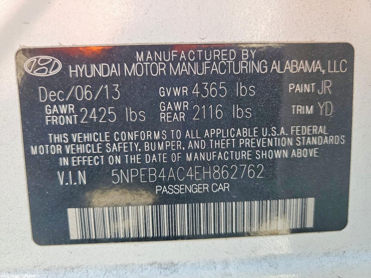 2014 Hyundai Sonata Gls White vin: 5NPEB4AC4EH862762