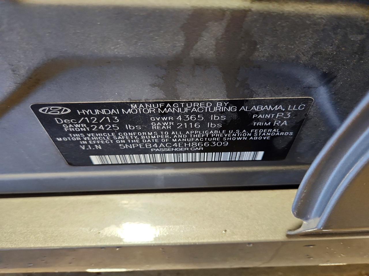 2014 Hyundai Sonata Gls Gray vin: 5NPEB4AC4EH866309