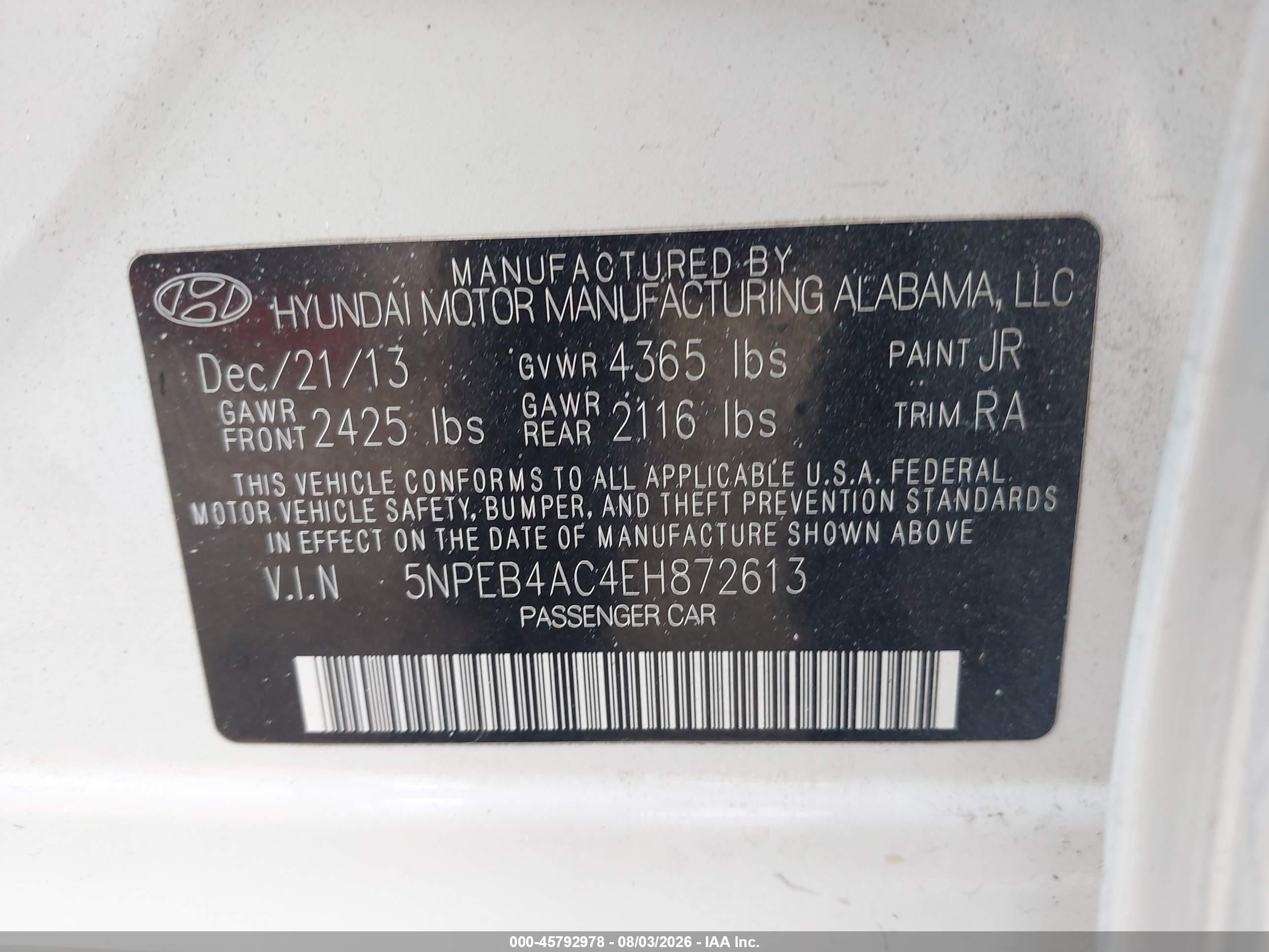 2014 Hyundai Sonata Gls Белый vin: 5NPEB4AC4EH872613