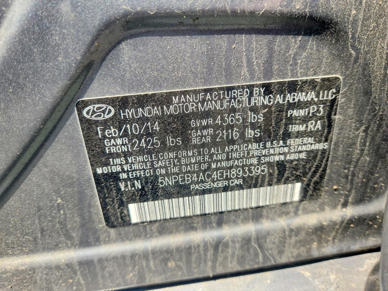2014 Hyundai Sonata Gls Silver vin: 5NPEB4AC4EH893395
