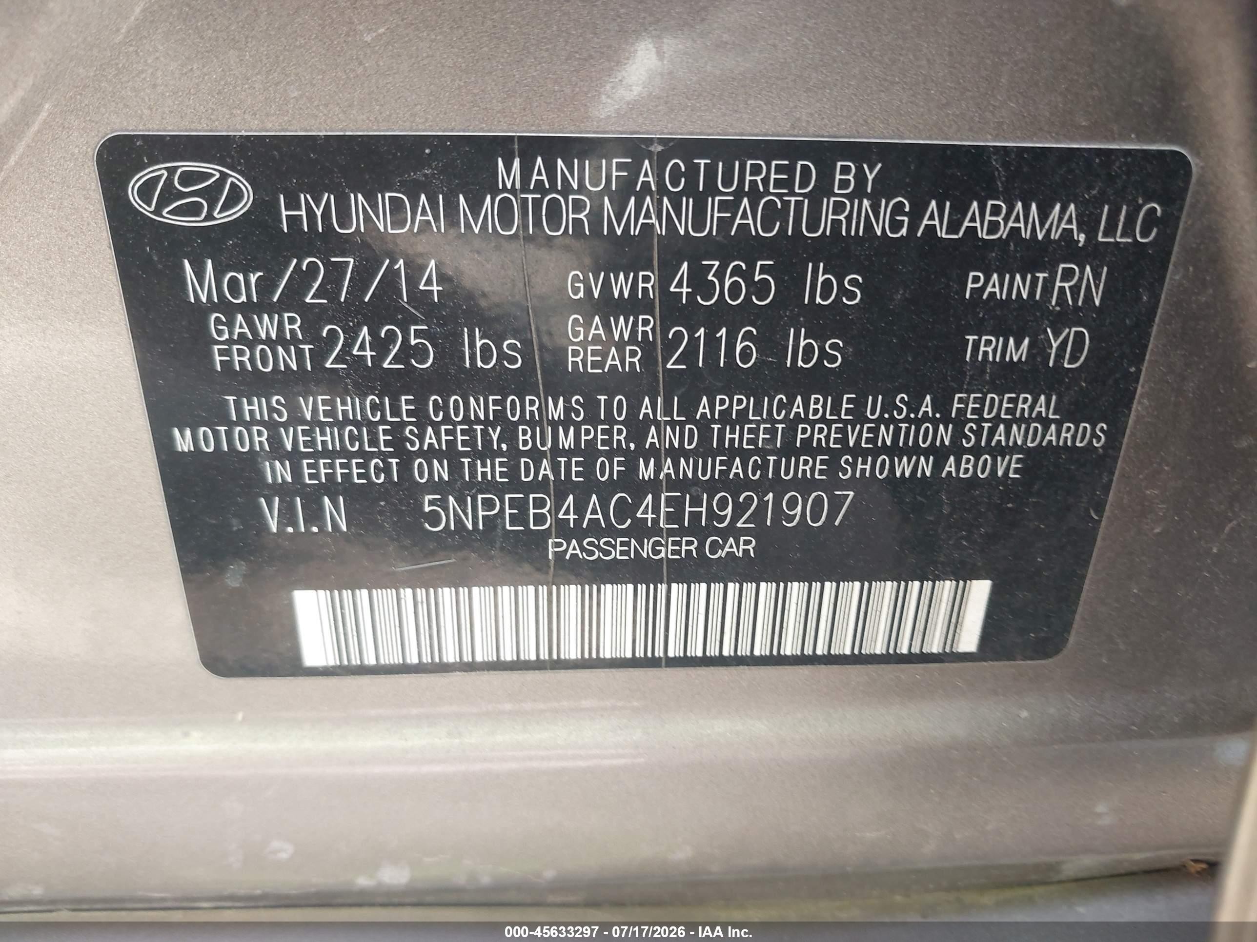 2014 Hyundai Sonata Gls Brown vin: 5NPEB4AC4EH921907