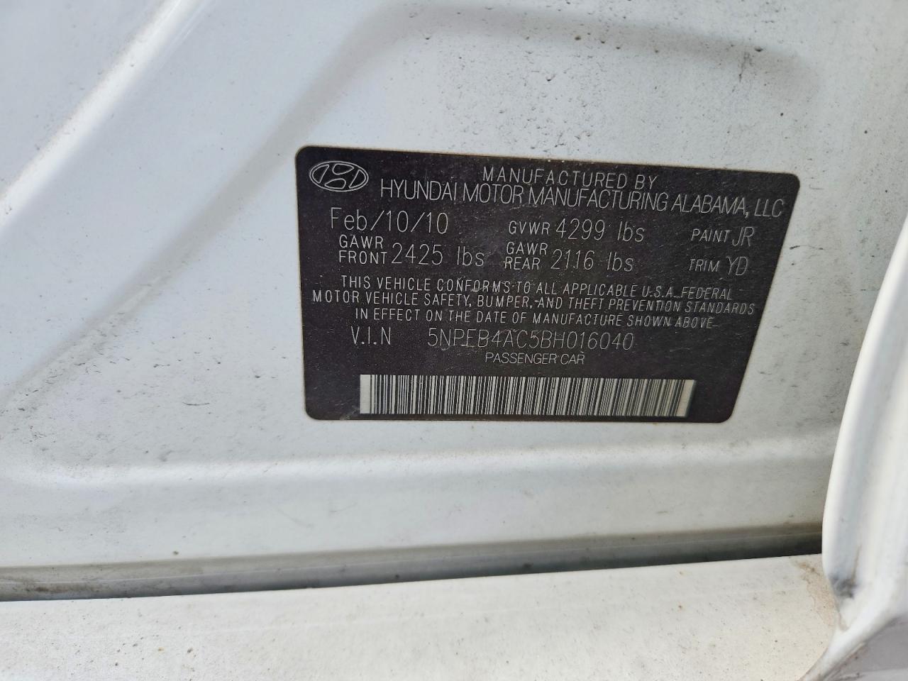 2011 Hyundai Sonata Gls Белый vin: 5NPEB4AC5BH016040