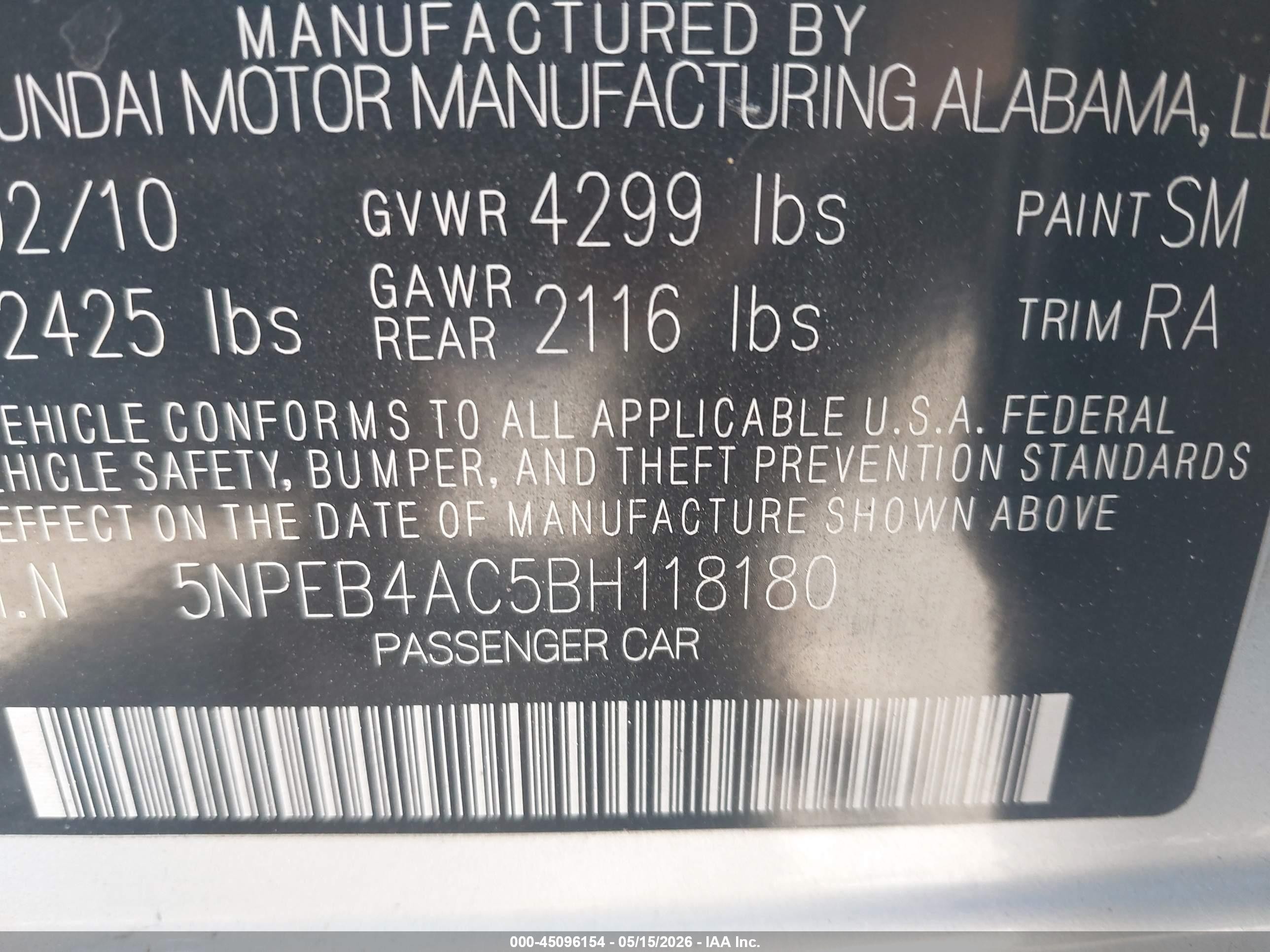 2011 Hyundai Sonata Gls Silver vin: 5NPEB4AC5BH118180
